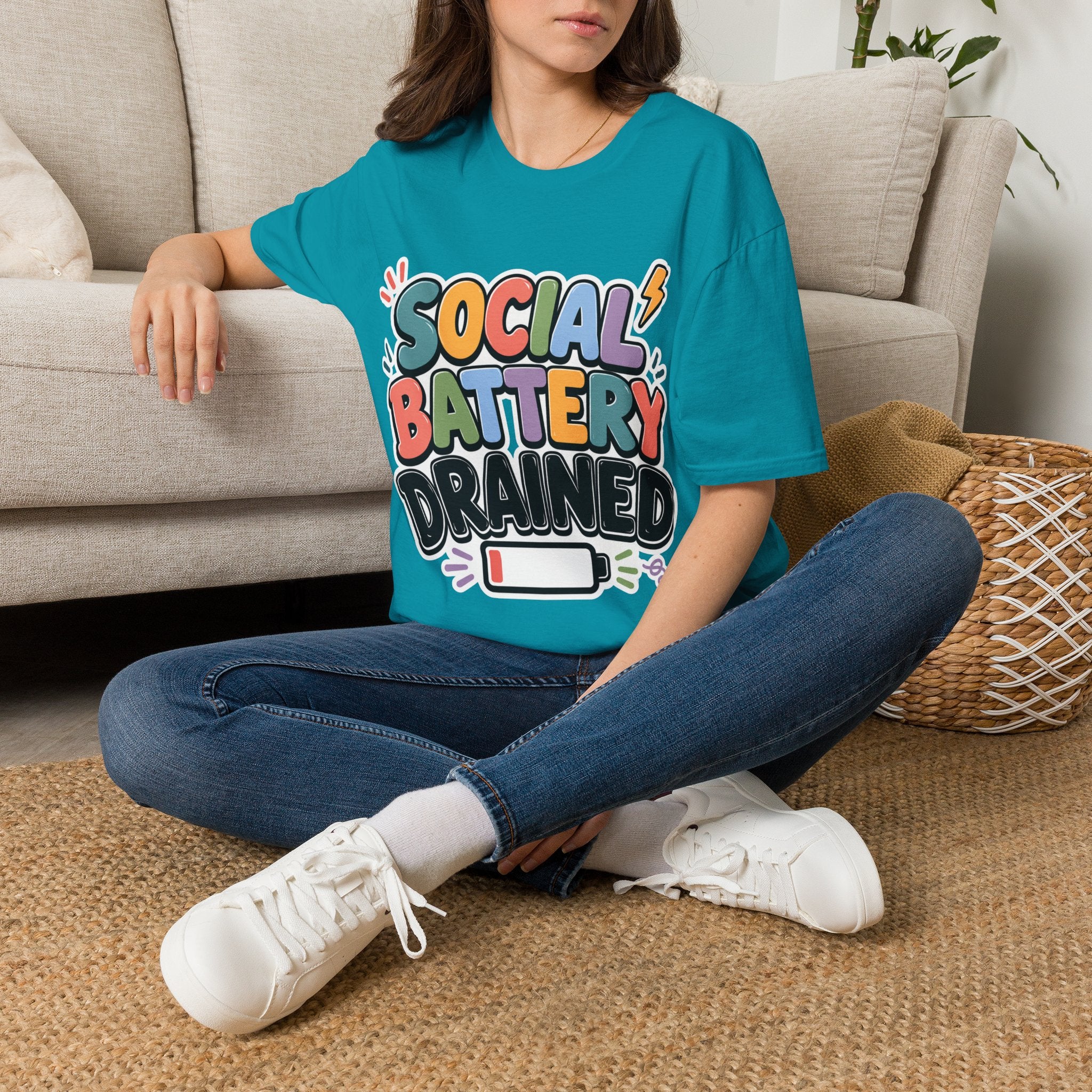 Social Battery Drained T-Shirt — Funny Introvert Graphic Tee