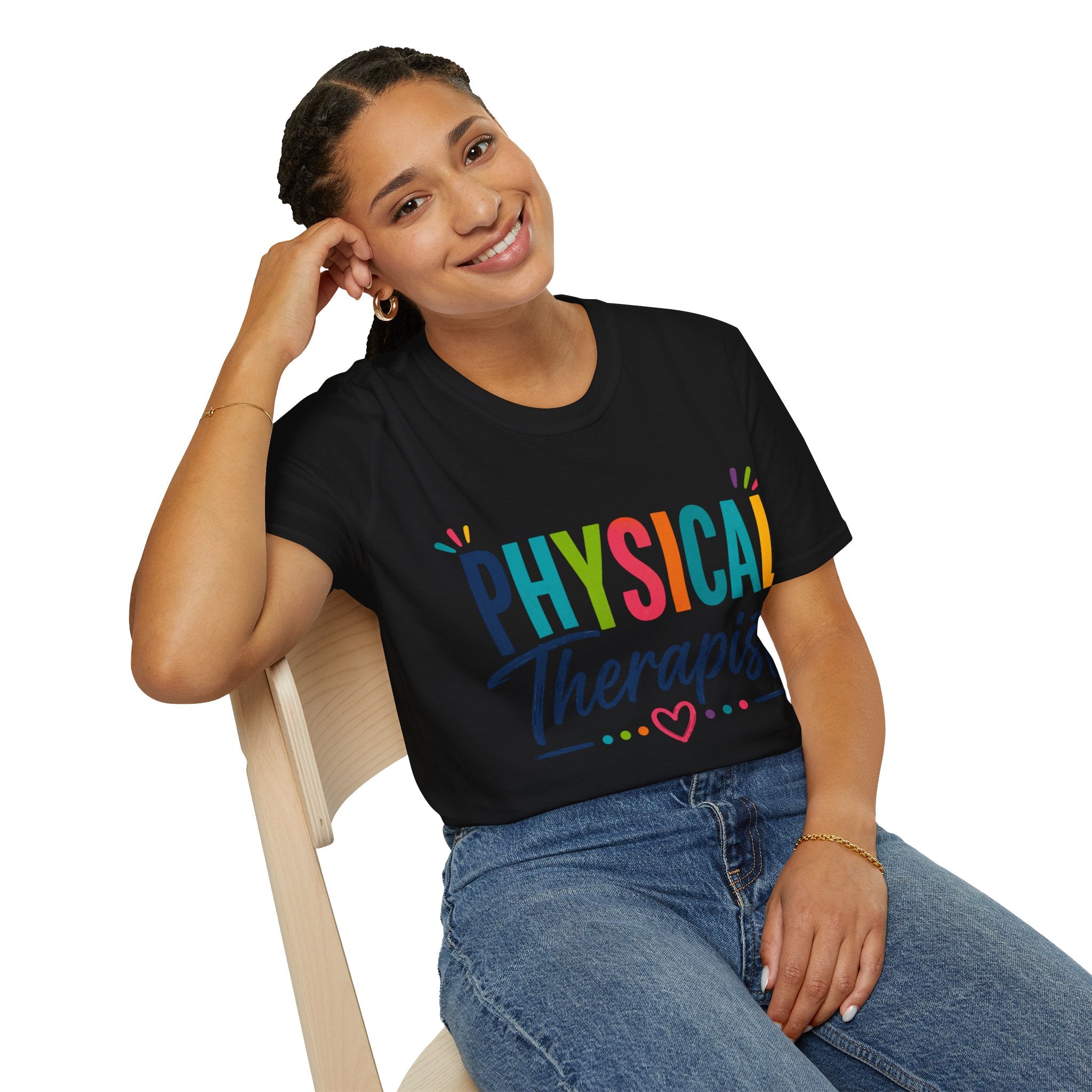 Physical Therapist Shirt | Colorful Typography Heart T-Shirt | Physical Therapy Gift | Healthcare Professional Apparel | Therapist Shirt