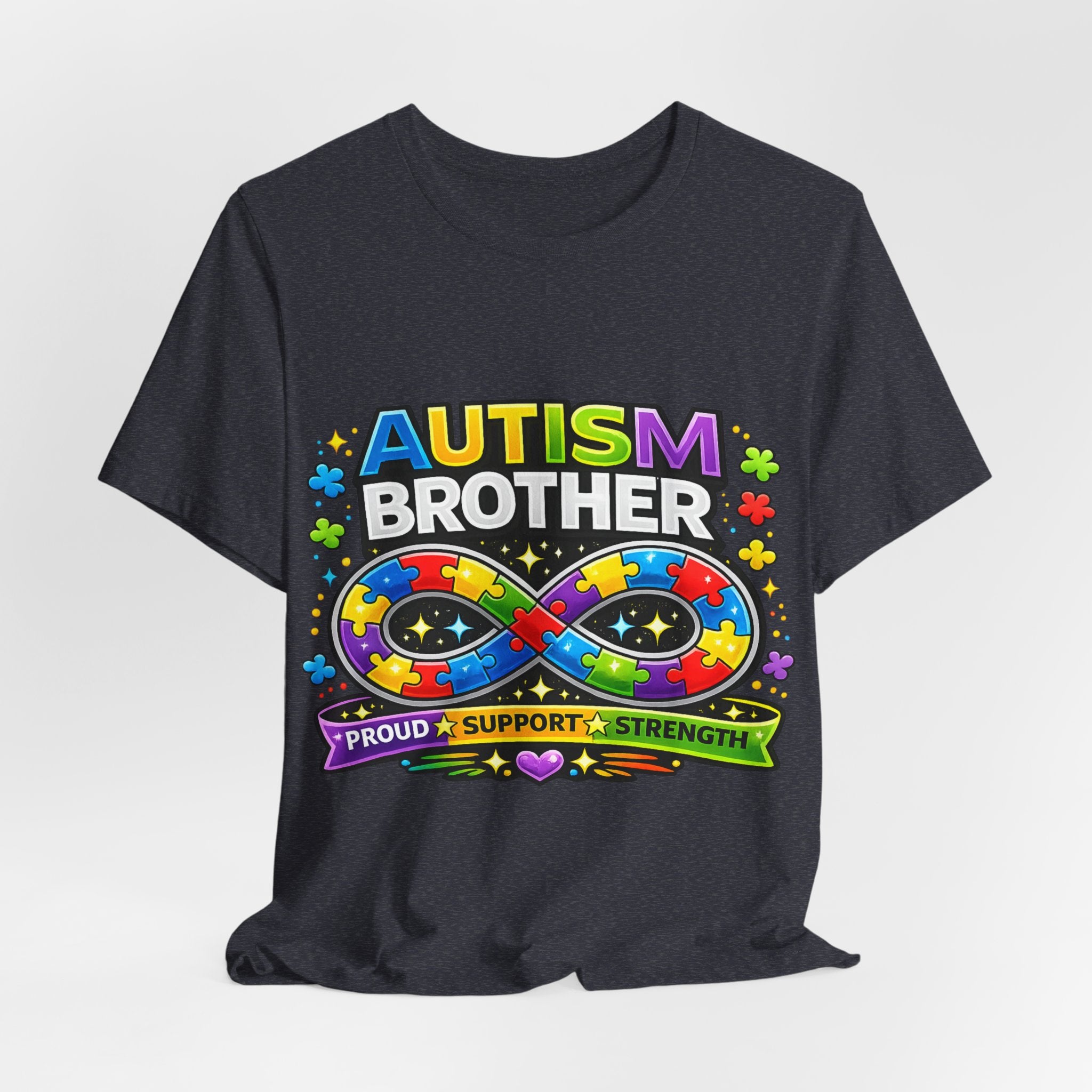 Autism Brother Infinity Puzzle Ribbon T-Shirt | Proud Support Strength