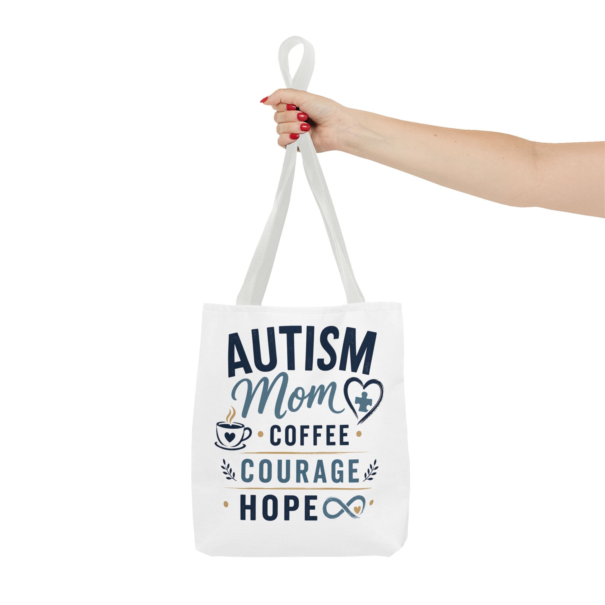 Autism Mom Coffee Courage Hope Tote Bag | Autism Acceptance Gift for Mom | Neurodiversity Canvas Tote | Special Needs Mom Bag
