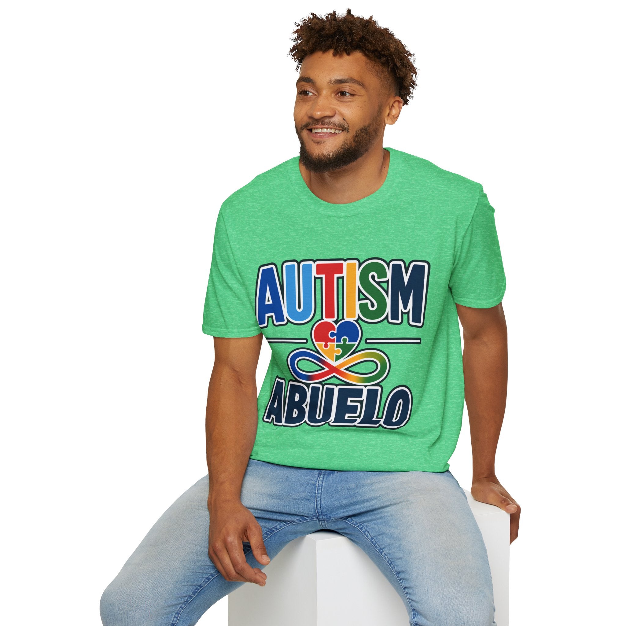 Autism Puzzle Heart Infinity Abuelo T-Shirt | Grandfather Awareness Tee