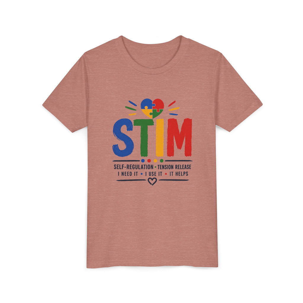 Sensory STIM Pride Heart Youth Tee | Autism Sensory Regulation Shirt