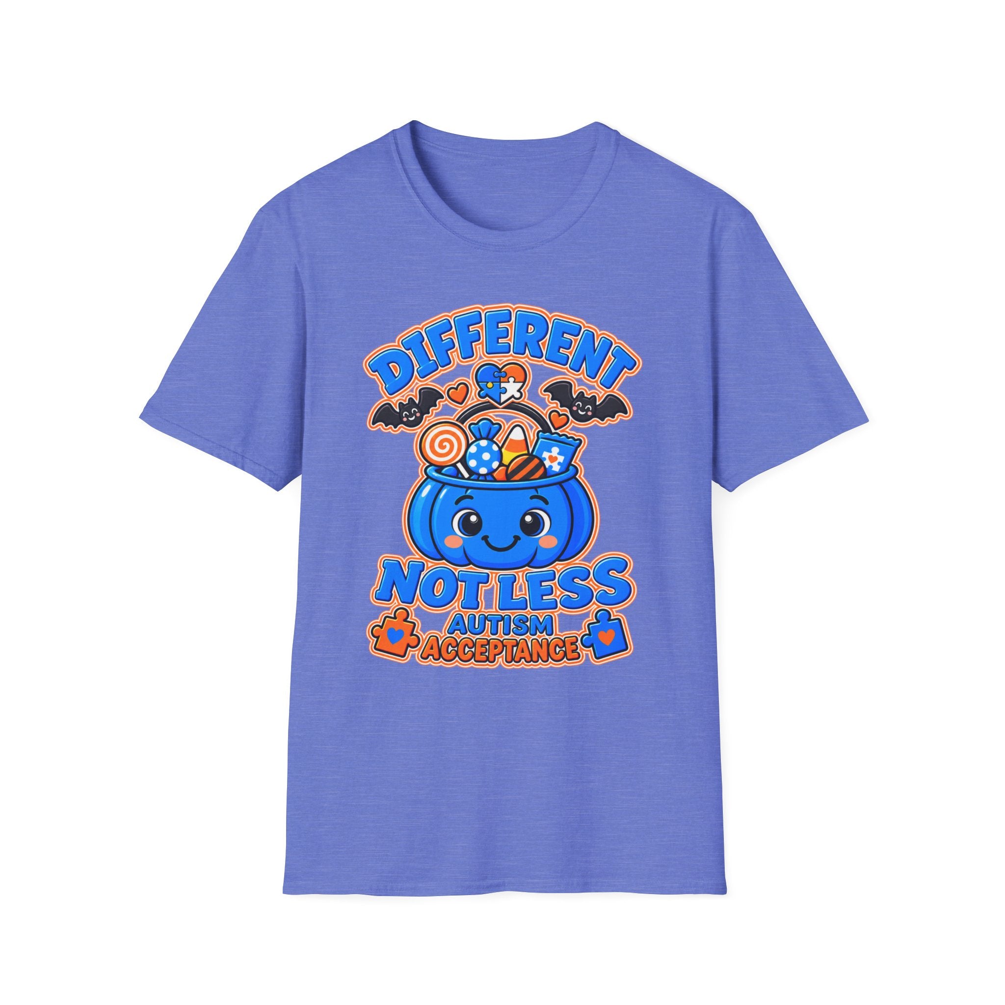 Different Not Less Halloween Shirt, Autism Acceptance Pumpkin Tee, Halloween Autism Awareness T-Shirt, Trick or Treat Bucket Gift