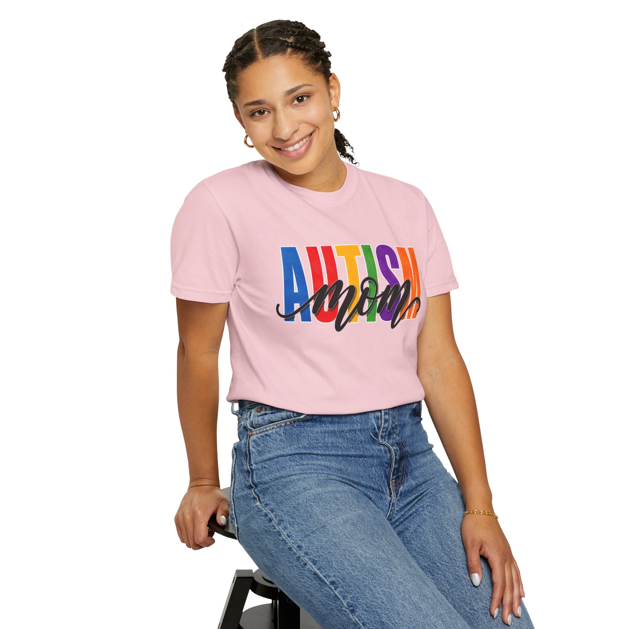 Autism Mom Shirt Autism Mom T Shirt Rainbow Block Letter Tee Script Mom Graphic Autism Awareness Autism Acceptance Gift for Mom