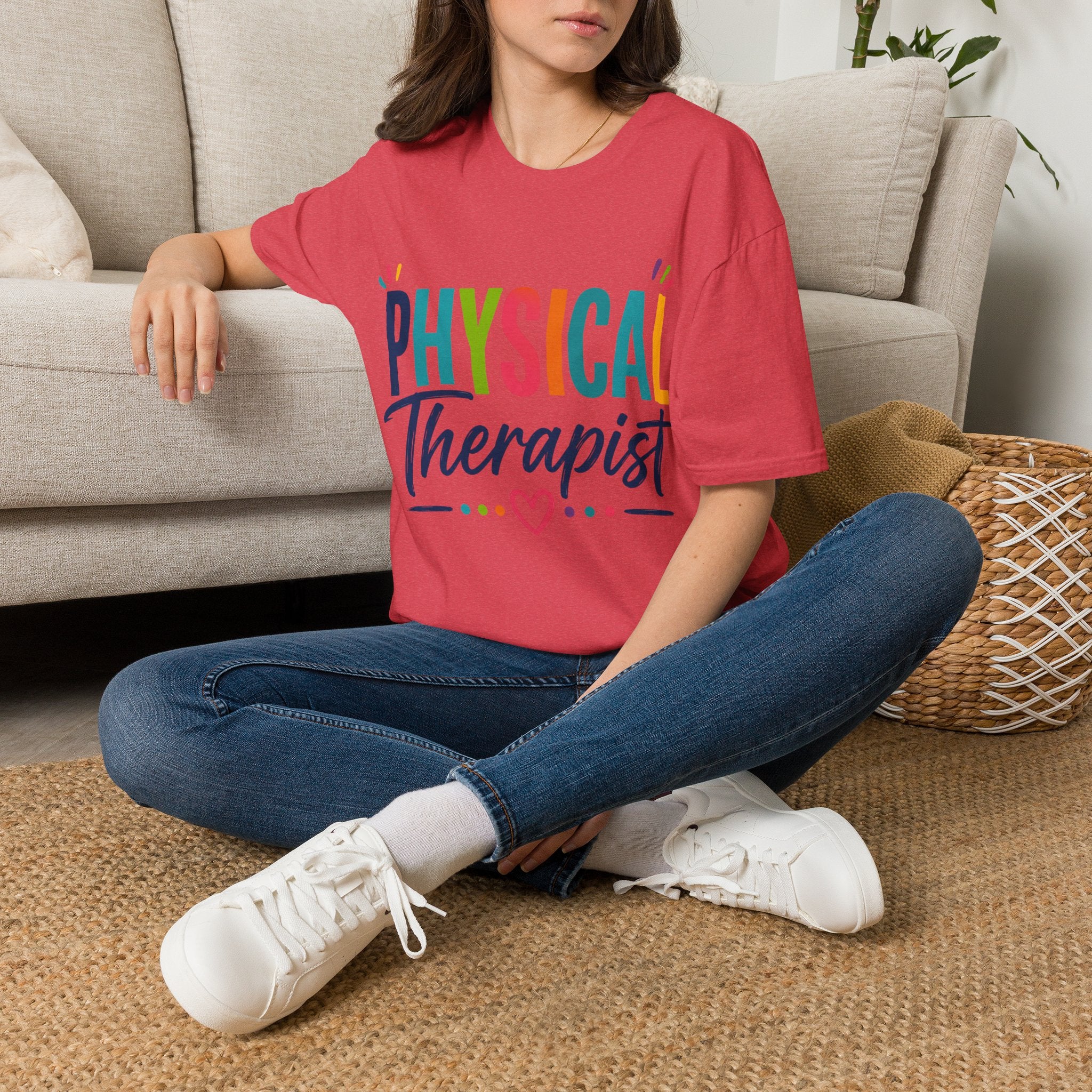 Physical Therapist Shirt | Colorful Typography Heart T-Shirt | Physical Therapy Gift | Healthcare Professional Apparel | Therapist Shirt