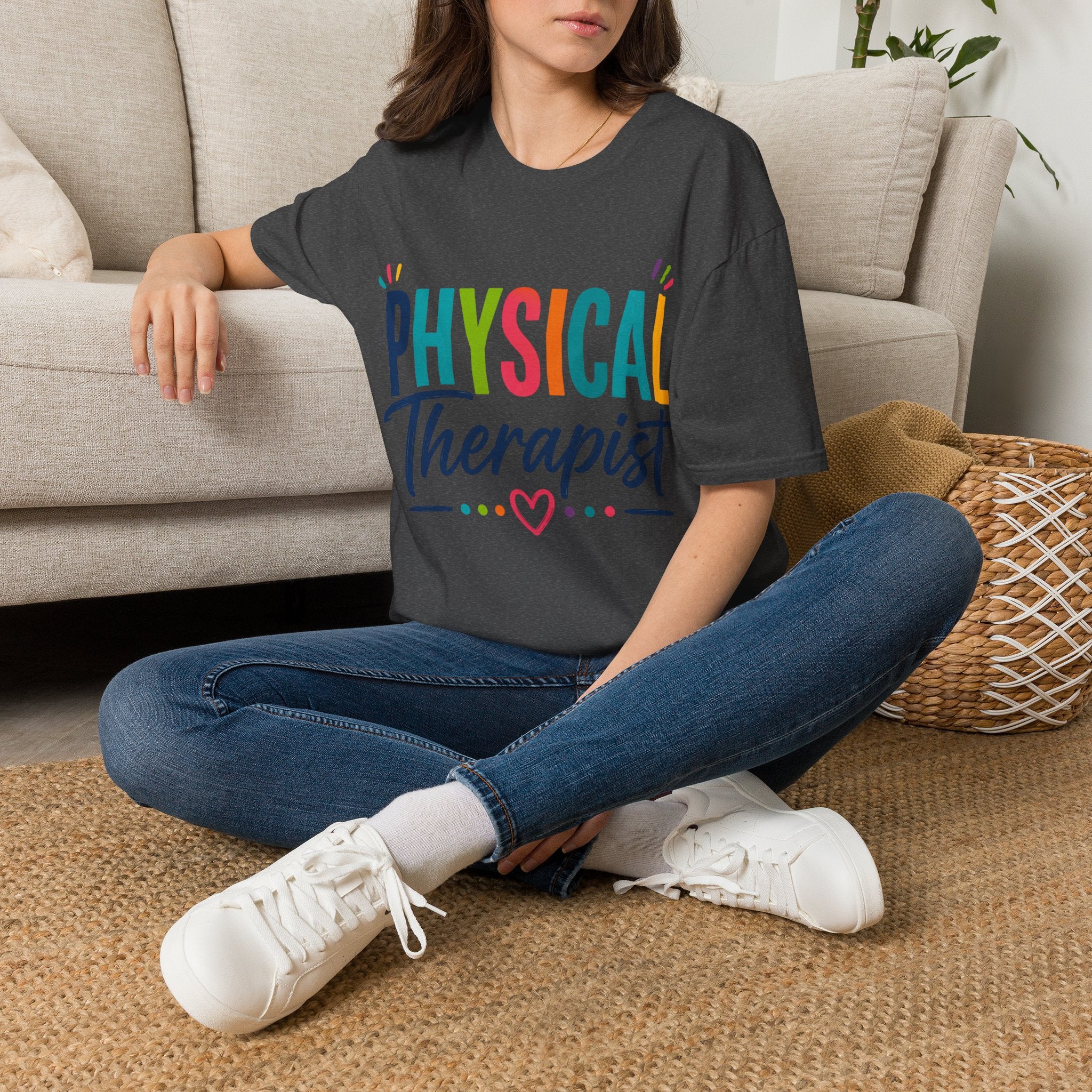 Physical Therapist Shirt | Colorful Typography Heart T-Shirt | Physical Therapy Gift | Healthcare Professional Apparel | Therapist Shirt