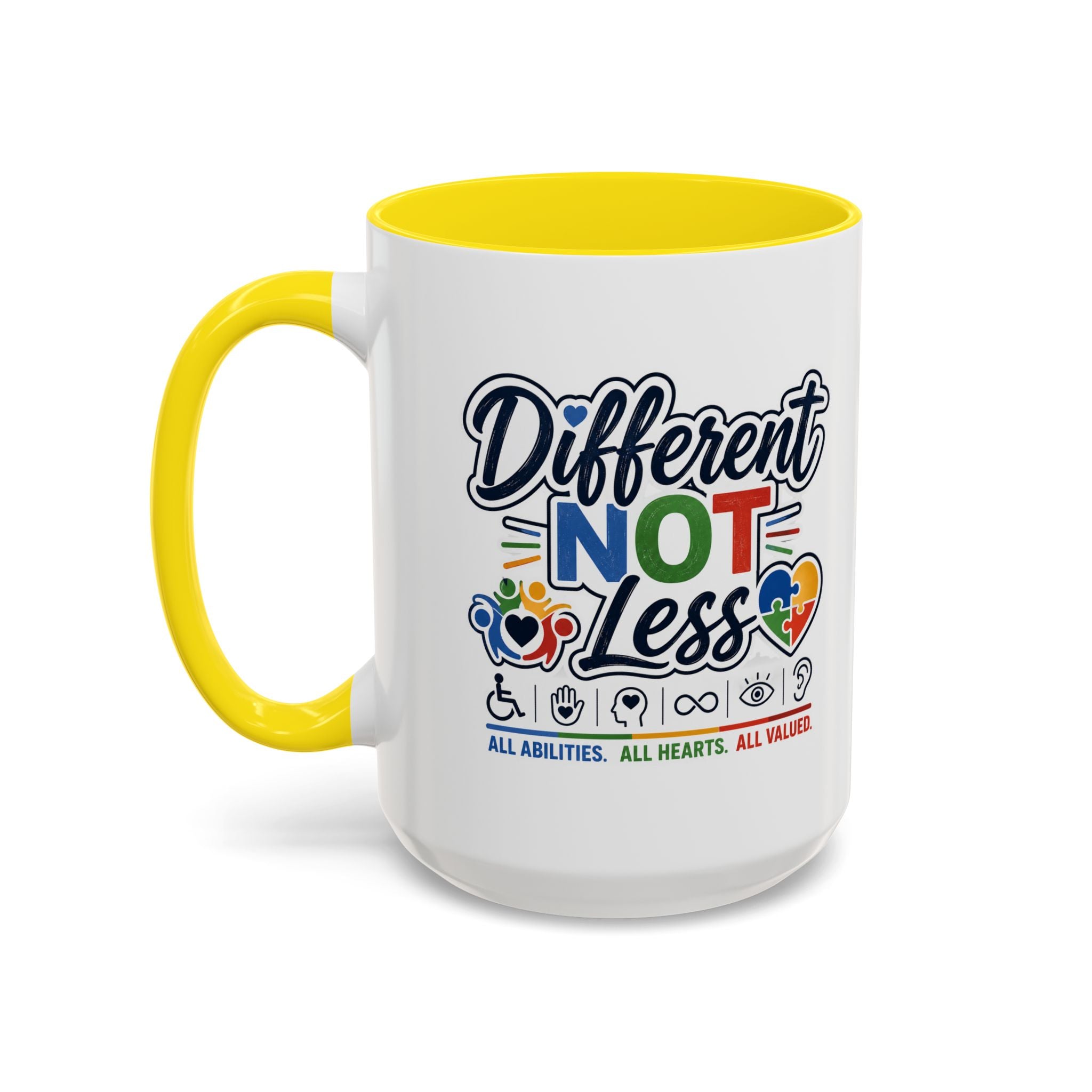 Different Not Less Accent Coffee Mug – Disability Pride Inspirational 11/15oz