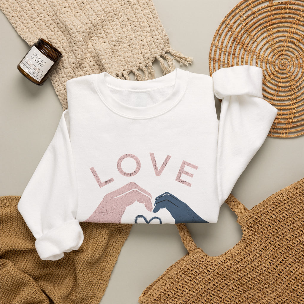 Autism Acceptance Sweatshirt | Love Makes Us Strong Crewneck | Heart Hands Sweatshirt | Neurodiversity Gift | Inclusion Apparel