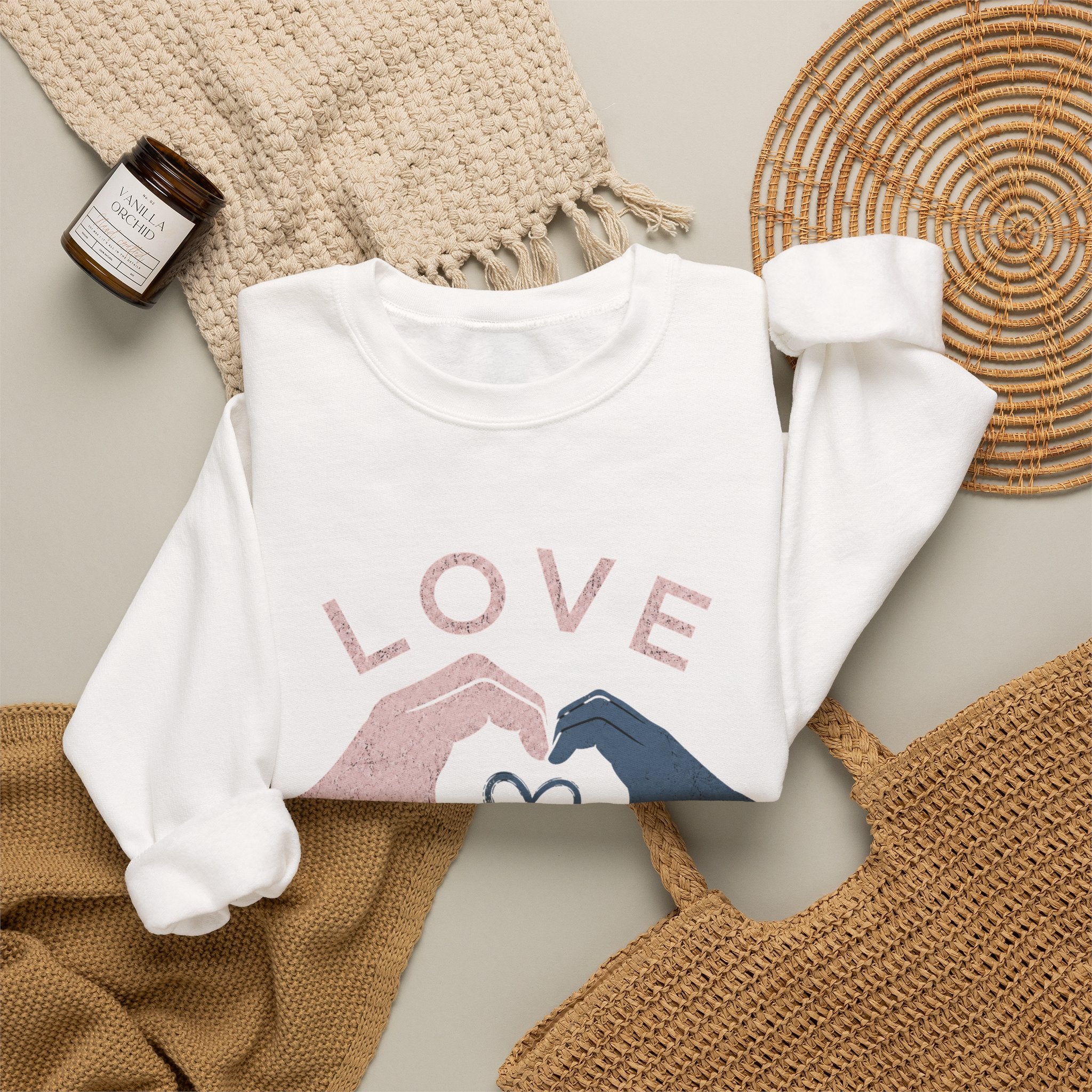 Autism Acceptance Sweatshirt | Love Makes Us Strong Crewneck | Heart Hands Sweatshirt | Neurodiversity Gift | Inclusion Apparel