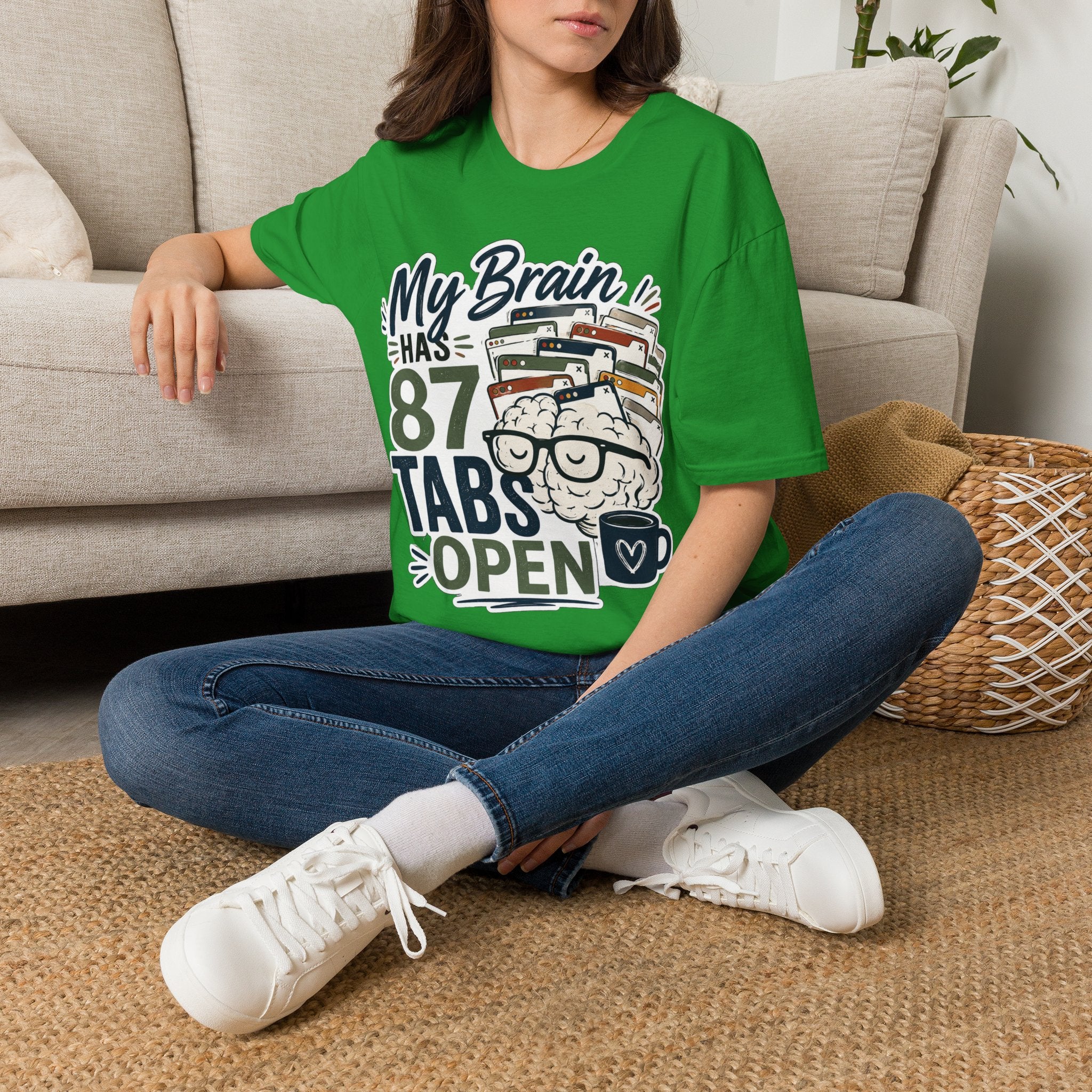 My Brain Has 87 Tabs Open Shirt | Funny ADHD T-Shirt | Overthinking Graphic Tee | Coffee Lover Shirt | Neurodivergent Humor | Mental Health