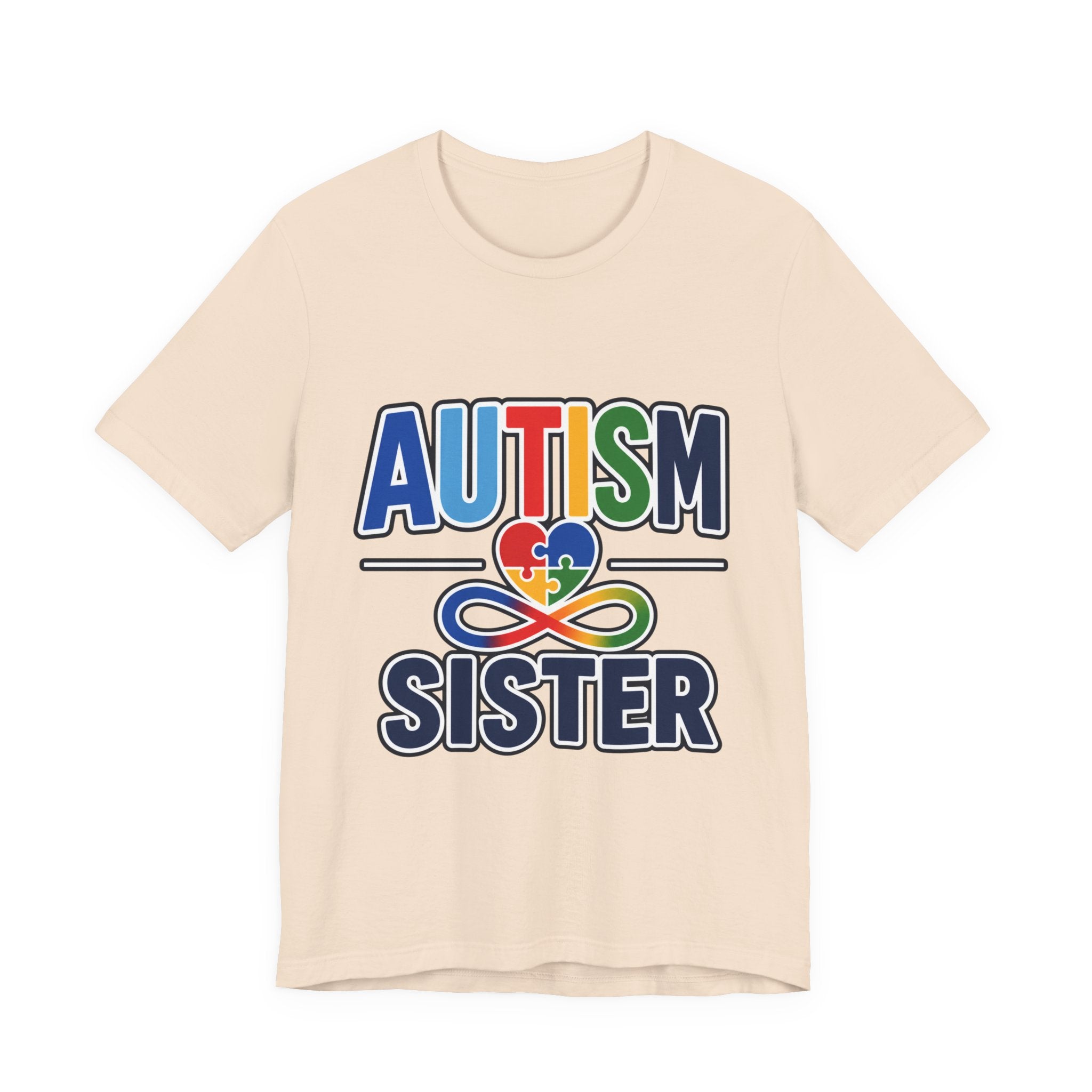 Autism Sister Shirt | Rainbow Puzzle Heart Infinity T-Shirt | Proud Autism Sibling Tee | Autism Awareness & Acceptance Gift for Sister