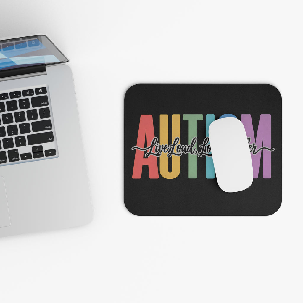 Autism Live Loud Love Louder Mouse Pad | Rainbow Awareness Desk Mat | Autism Acceptance Gift | Neurodiversity Office Decor