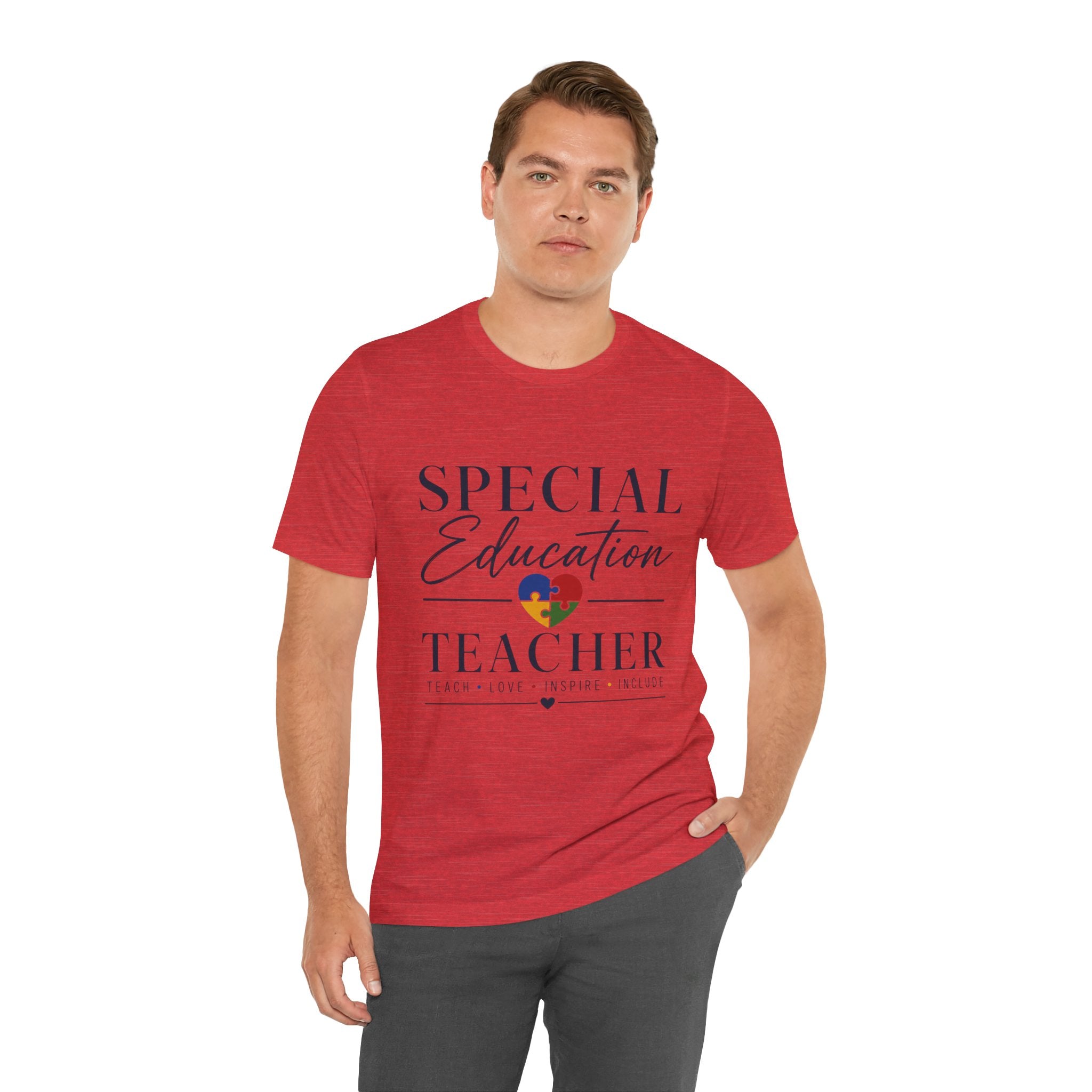 Special Education Teacher Shirt | Teach Love Inspire T-Shirt | Puzzle Heart Graphic Tee | Autism Acceptance Gift | Inclusive Teacher