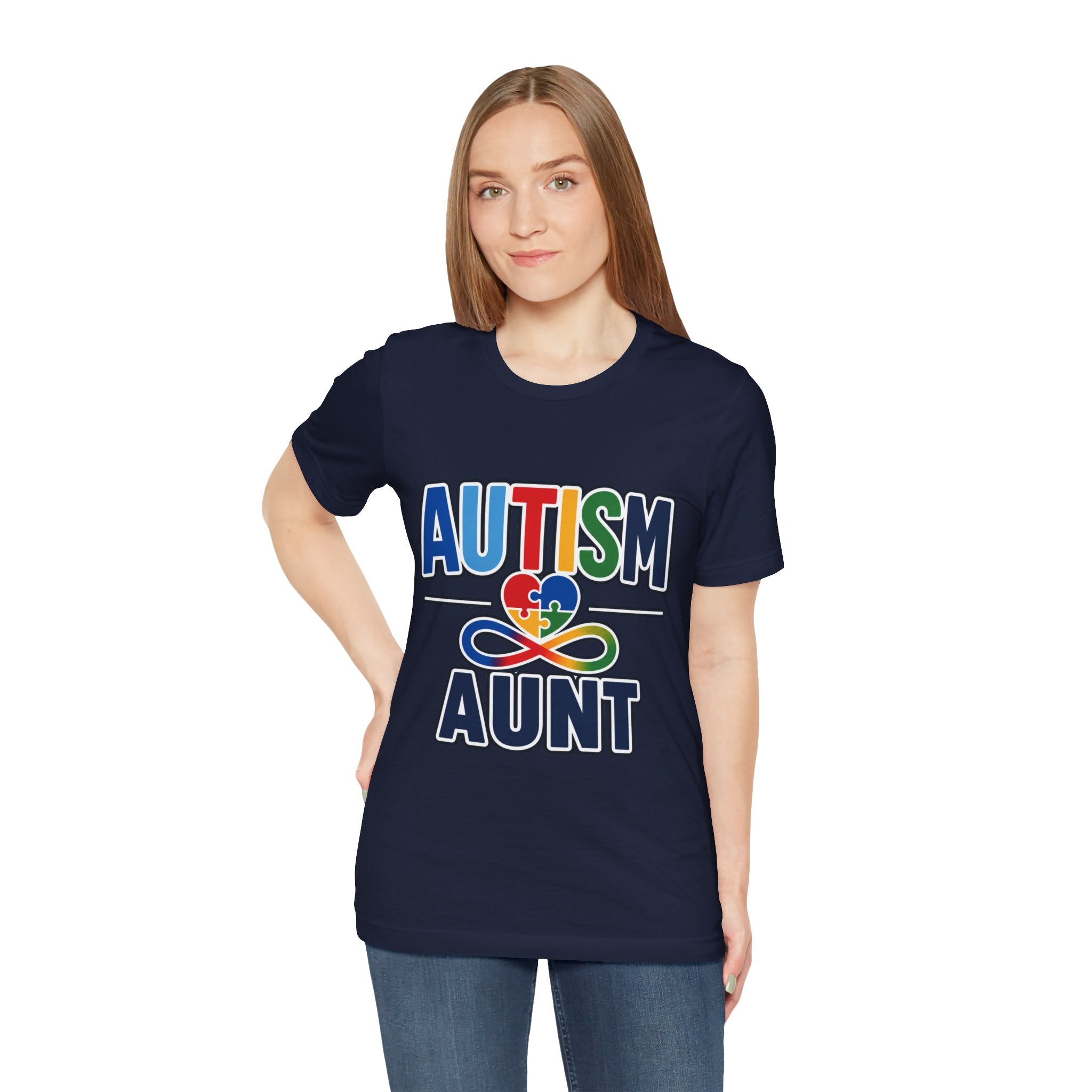 Autism Aunt Shirt | Colorful Puzzle Heart Tee | Autism Acceptance Gift for Aunt | Neurodiversity Awareness T-Shirt | Family Apparel