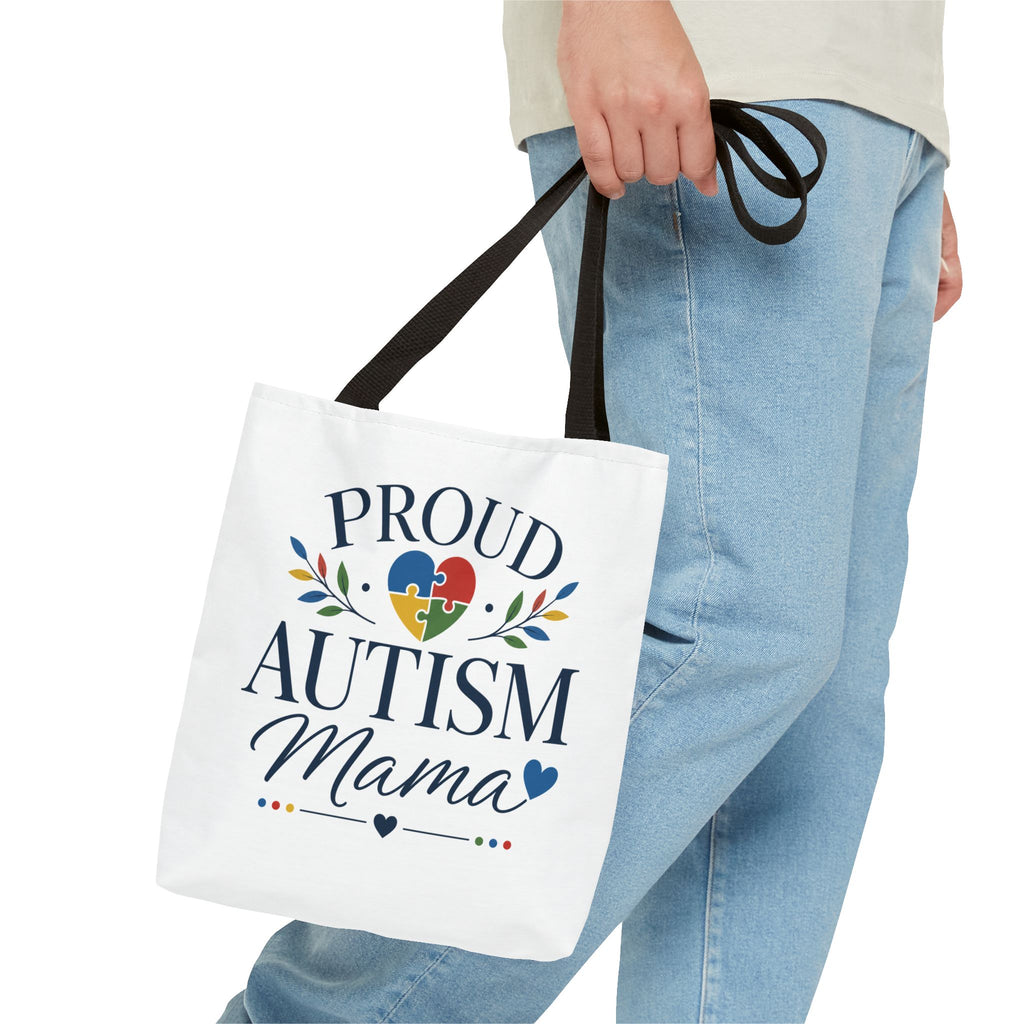 Proud Autism Mama Tote Bag | Puzzle Heart Support Awareness