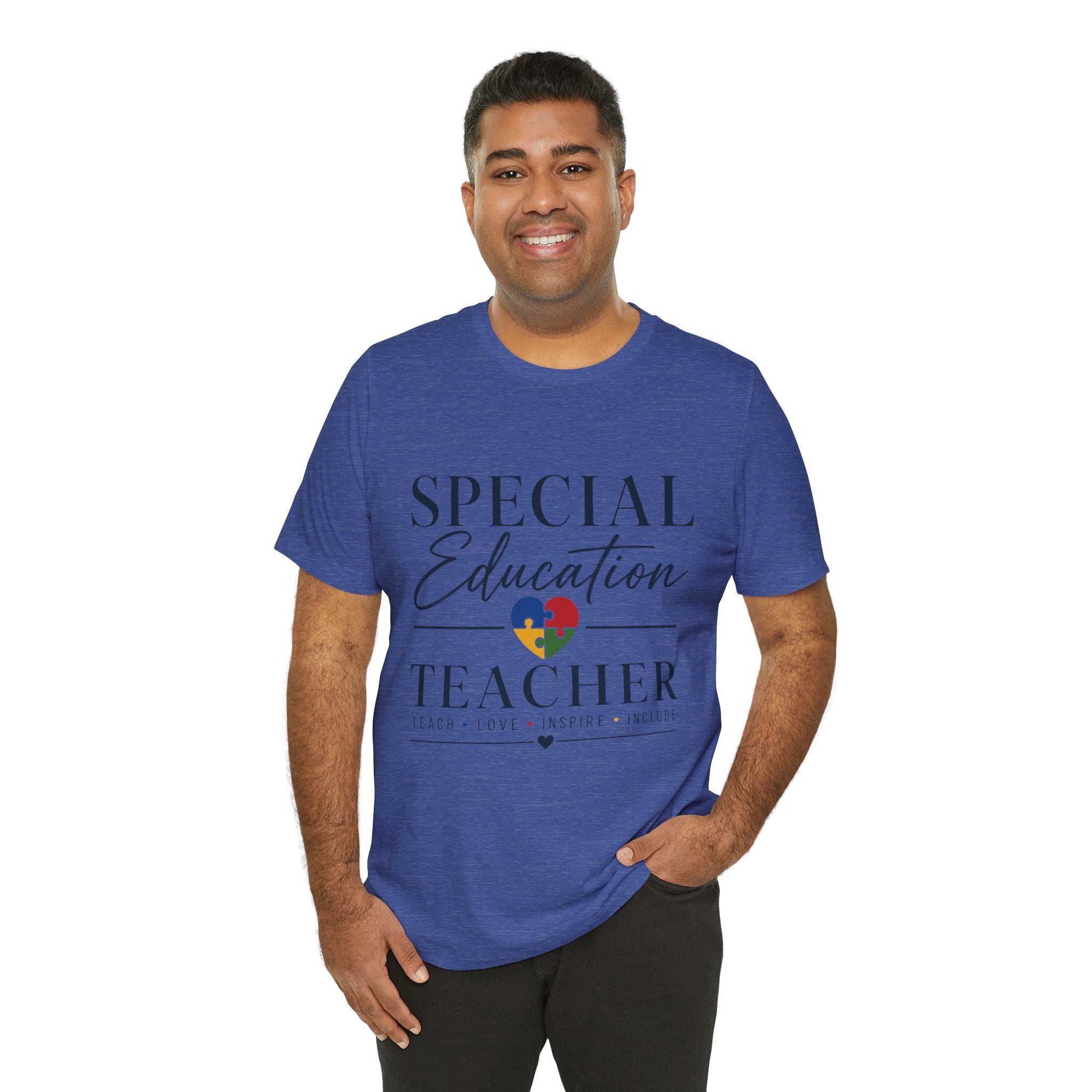 Special Education Teacher Shirt | Teach Love Inspire T-Shirt | Puzzle Heart Graphic Tee | Autism Acceptance Gift | Inclusive Teacher