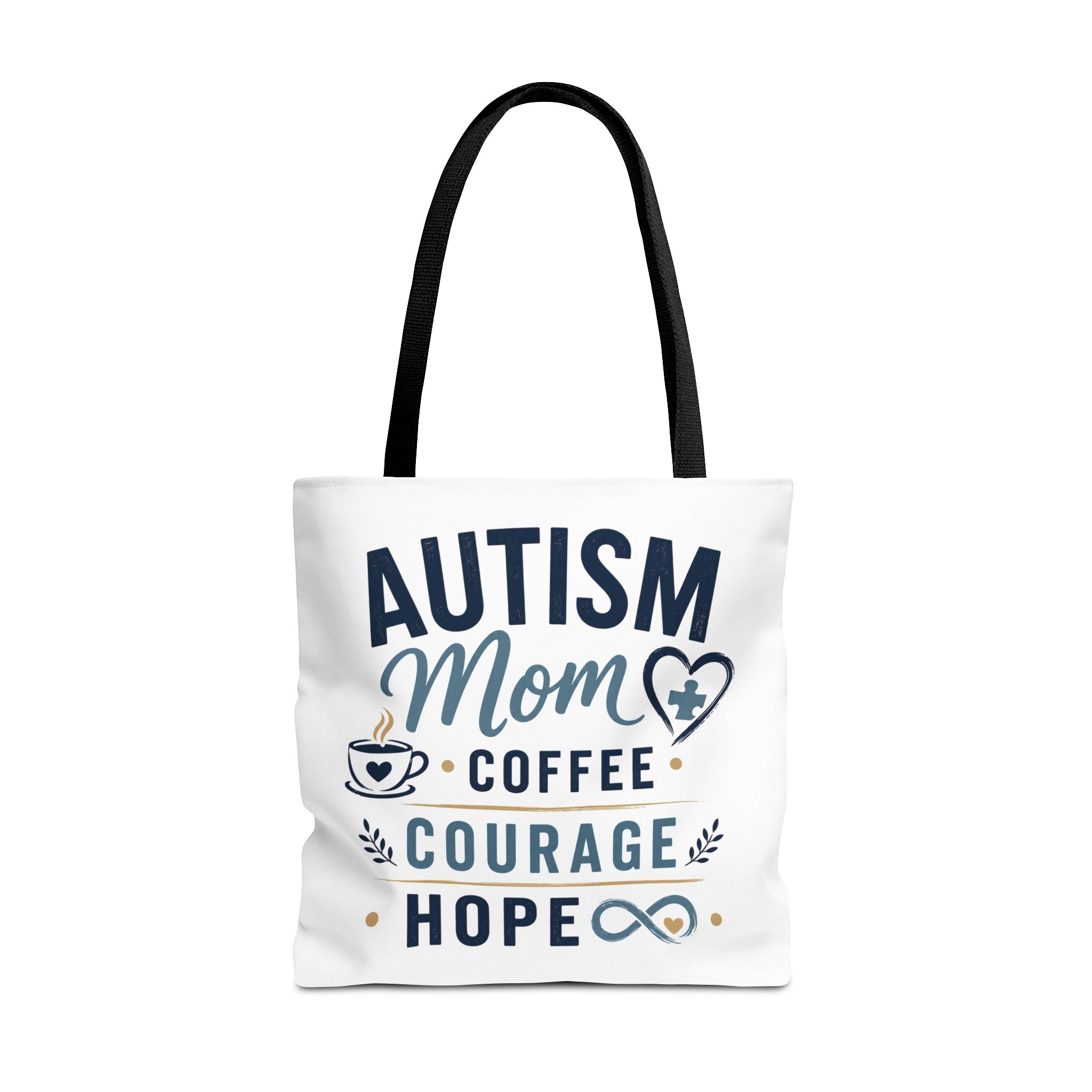 Autism Mom Coffee Courage Hope Tote Bag | Autism Acceptance Gift for Mom | Neurodiversity Canvas Tote | Special Needs Mom Bag