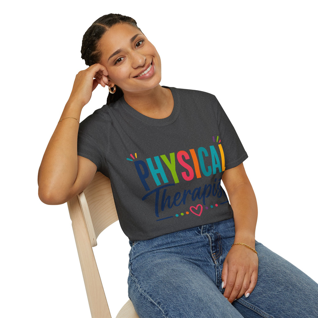 Physical Therapist Shirt | Colorful Typography Heart T-Shirt | Physical Therapy Gift | Healthcare Professional Apparel | Therapist Shirt