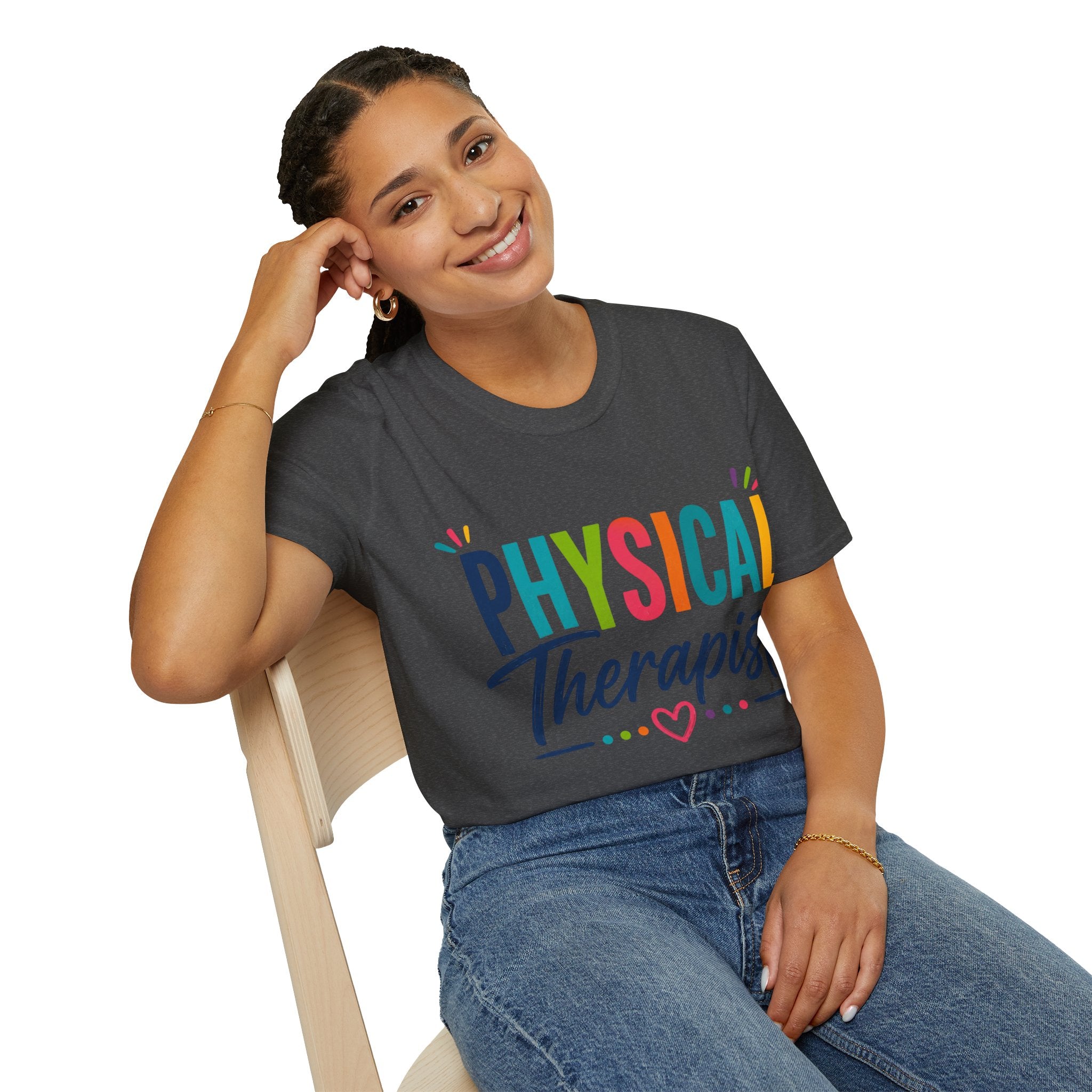 Physical Therapist Shirt | Colorful Typography Heart T-Shirt | Physical Therapy Gift | Healthcare Professional Apparel | Therapist Shirt