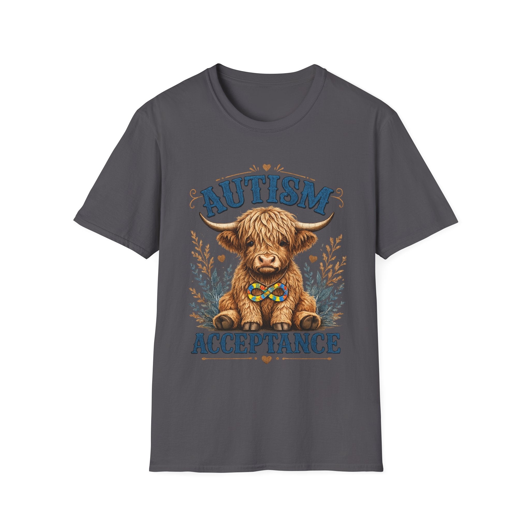 Autism Acceptance Highland Cow T-Shirt | Awareness, Support