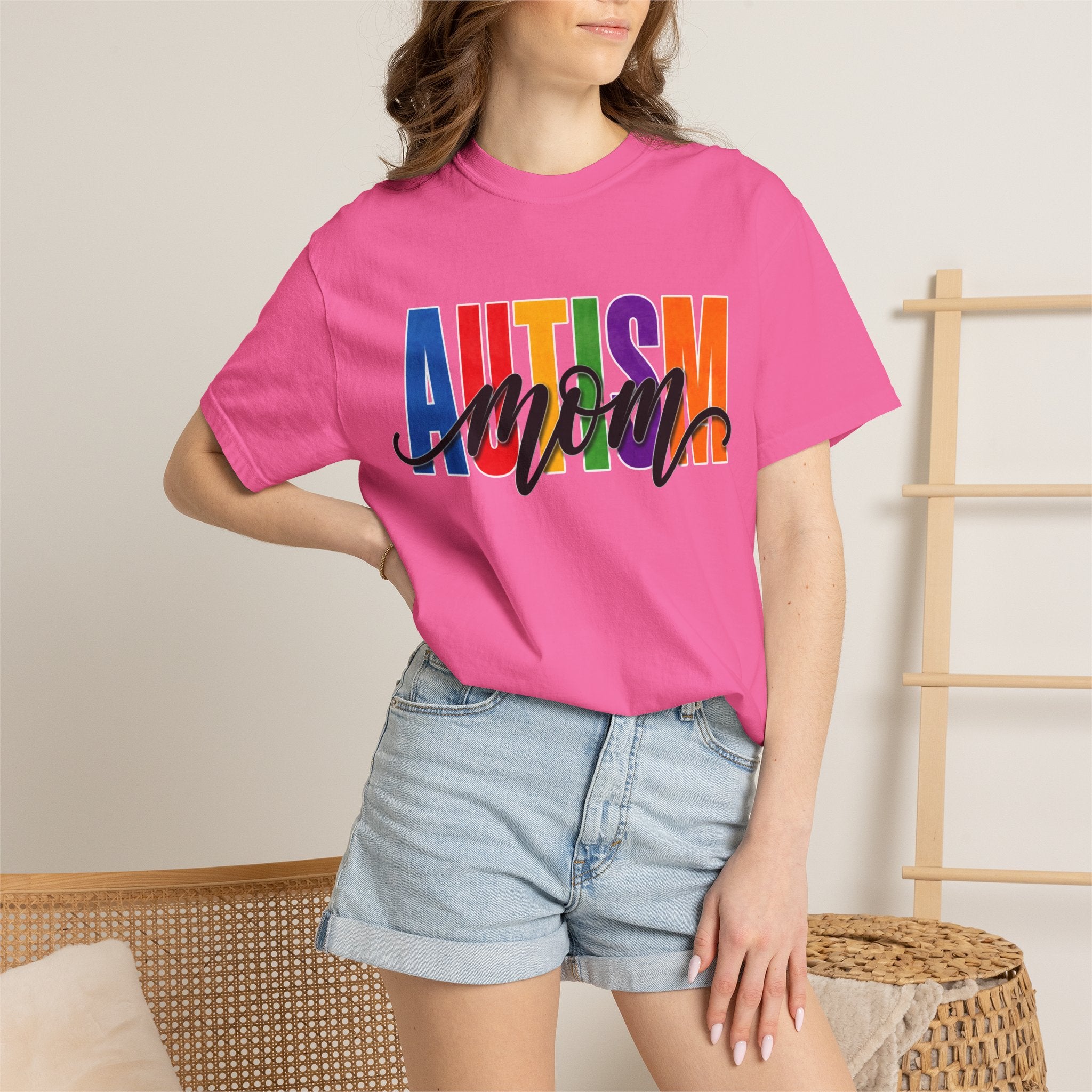 Autism Mom Shirt Autism Mom T Shirt Rainbow Block Letter Tee Script Mom Graphic Autism Awareness Autism Acceptance Gift for Mom