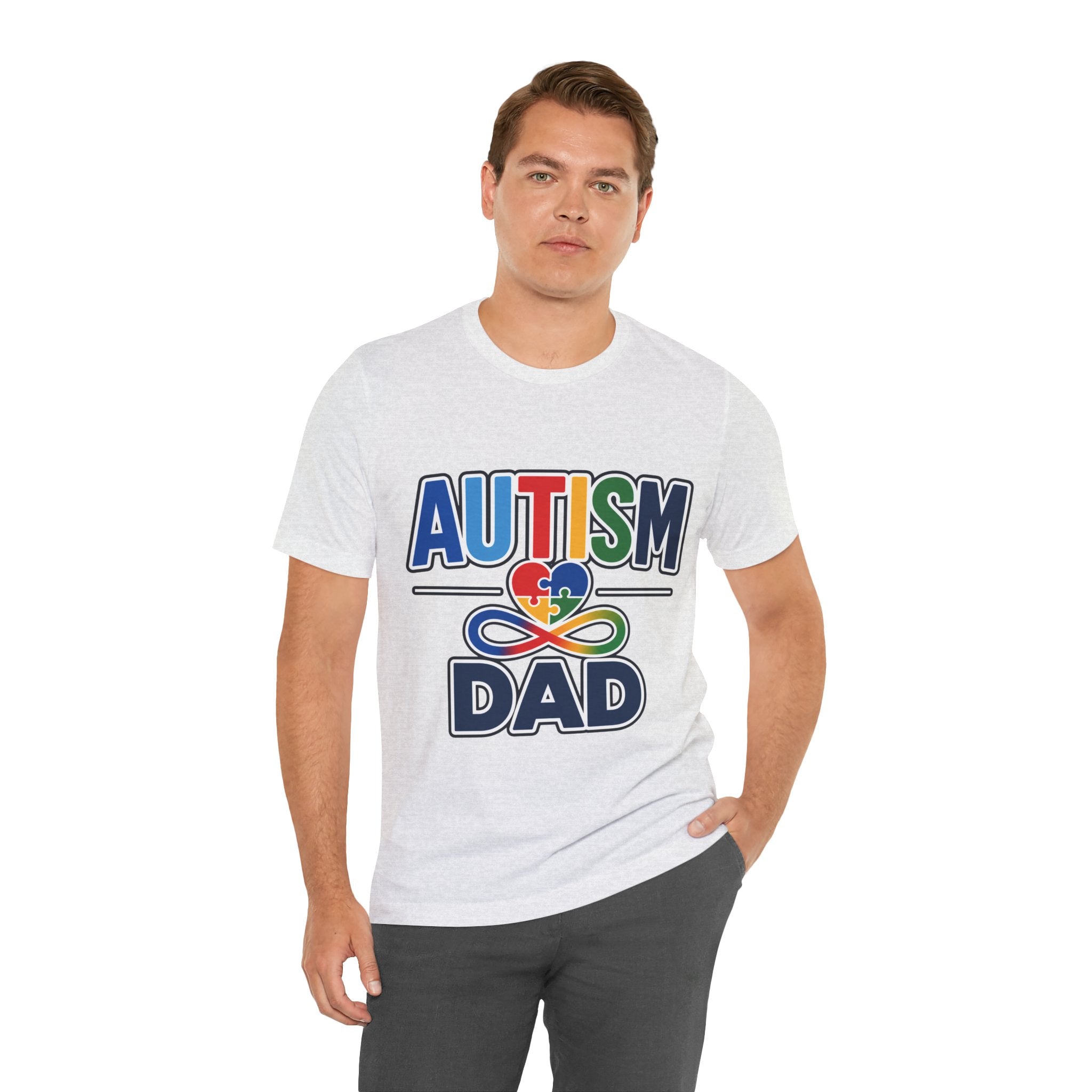 Autism Dad Shirt | Proud Autism Father T-Shirt | Colorful Puzzle Heart Infinity Design | Autism Awareness Gift for Dad | Autism Acceptance Tee