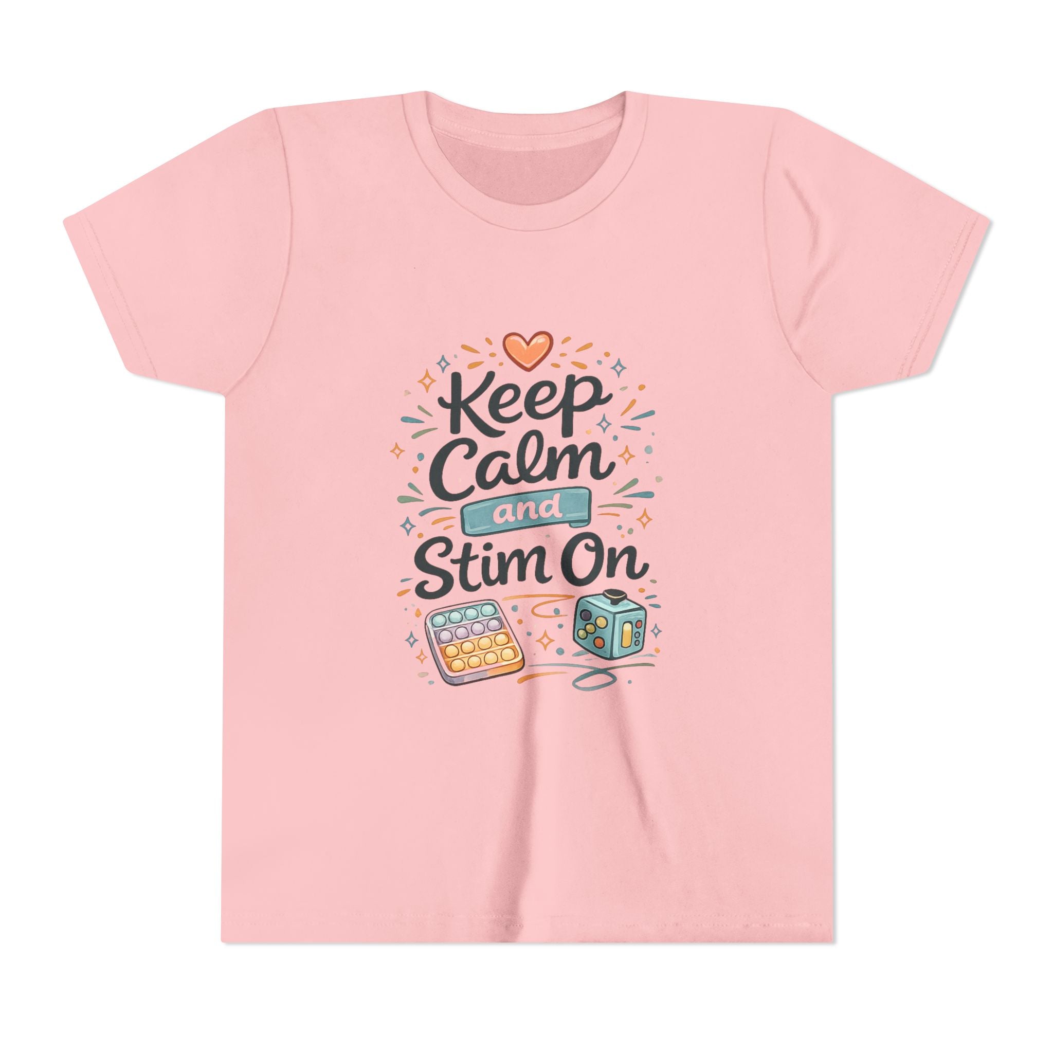 Keep Calm and Stim On Youth Shirt Autism Sensory T Shirt Neurodivergent Kids Tee Fidget Toy Gift Special Needs Awareness
