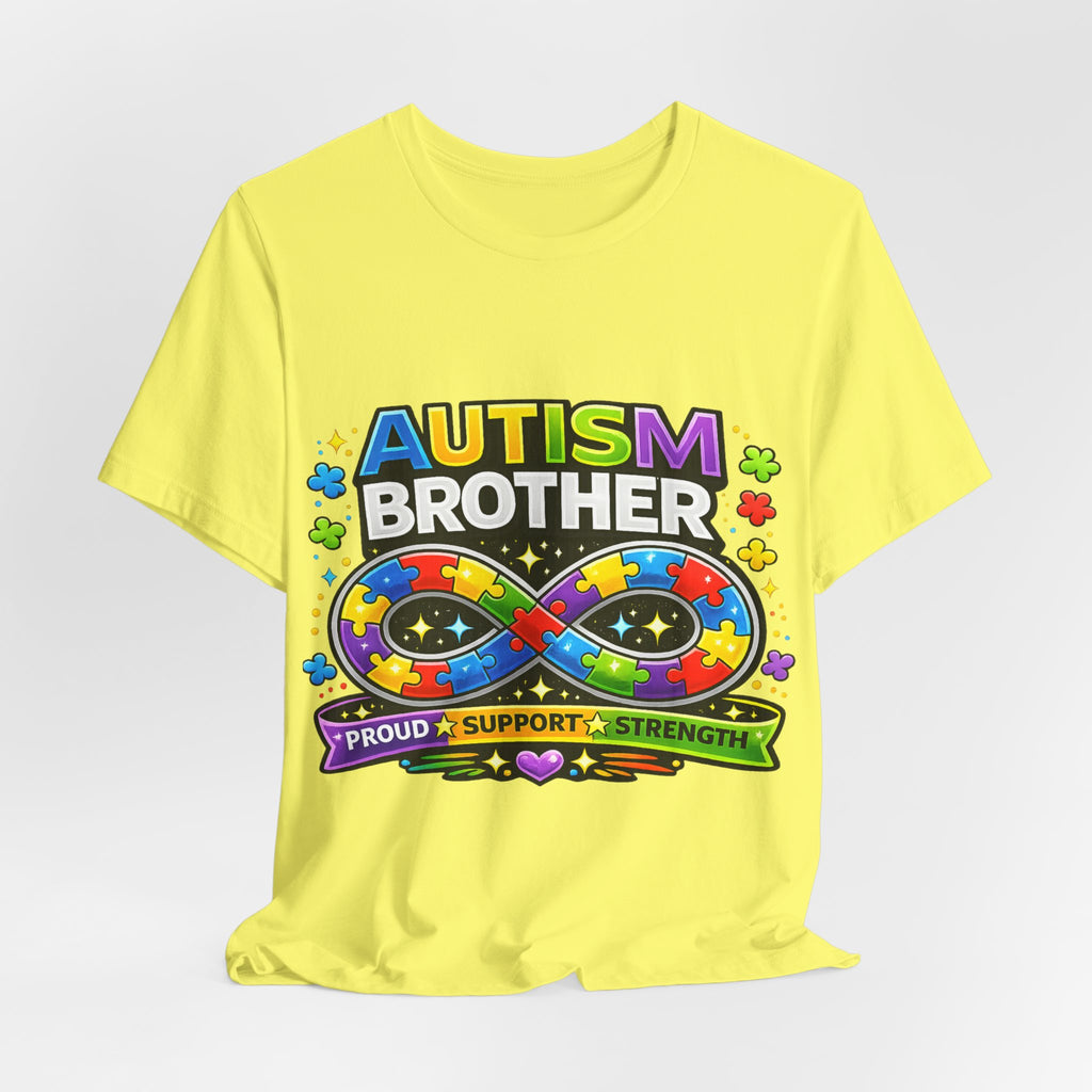 Autism Brother Infinity Puzzle Ribbon T-Shirt | Proud Support Strength