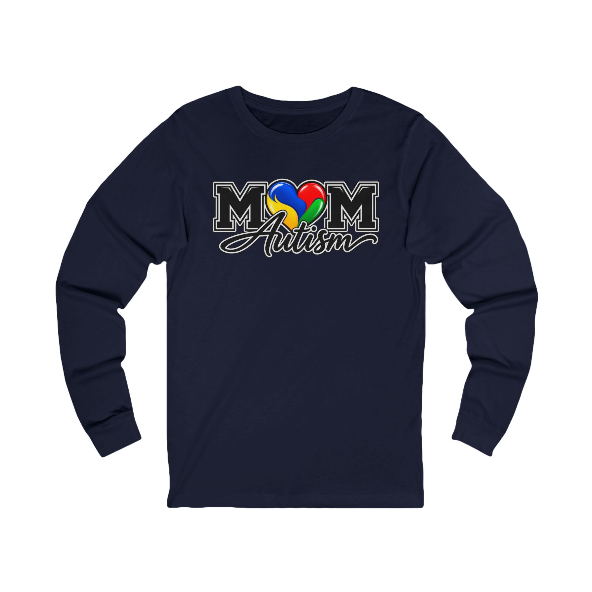 Autism Mom Heart Puzzle Long Sleeve Tee, Rainbow Puzzle Awareness Shirt, Autism Mom Gift, Autism Acceptance Family Apparel