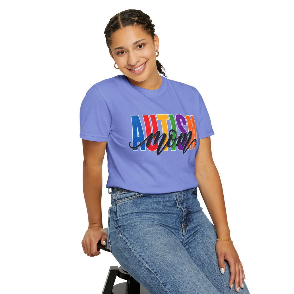 Autism Mom Shirt Autism Mom T Shirt Rainbow Block Letter Tee Script Mom Graphic Autism Awareness Autism Acceptance Gift for Mom