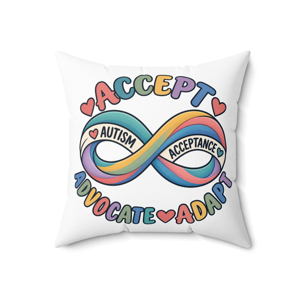 Autism Acceptance Infinity Pillow, Accept Advocate Adapt Throw Pillow Cover, Autism Awareness Home Decor, Neurodiversity Gift Pillow