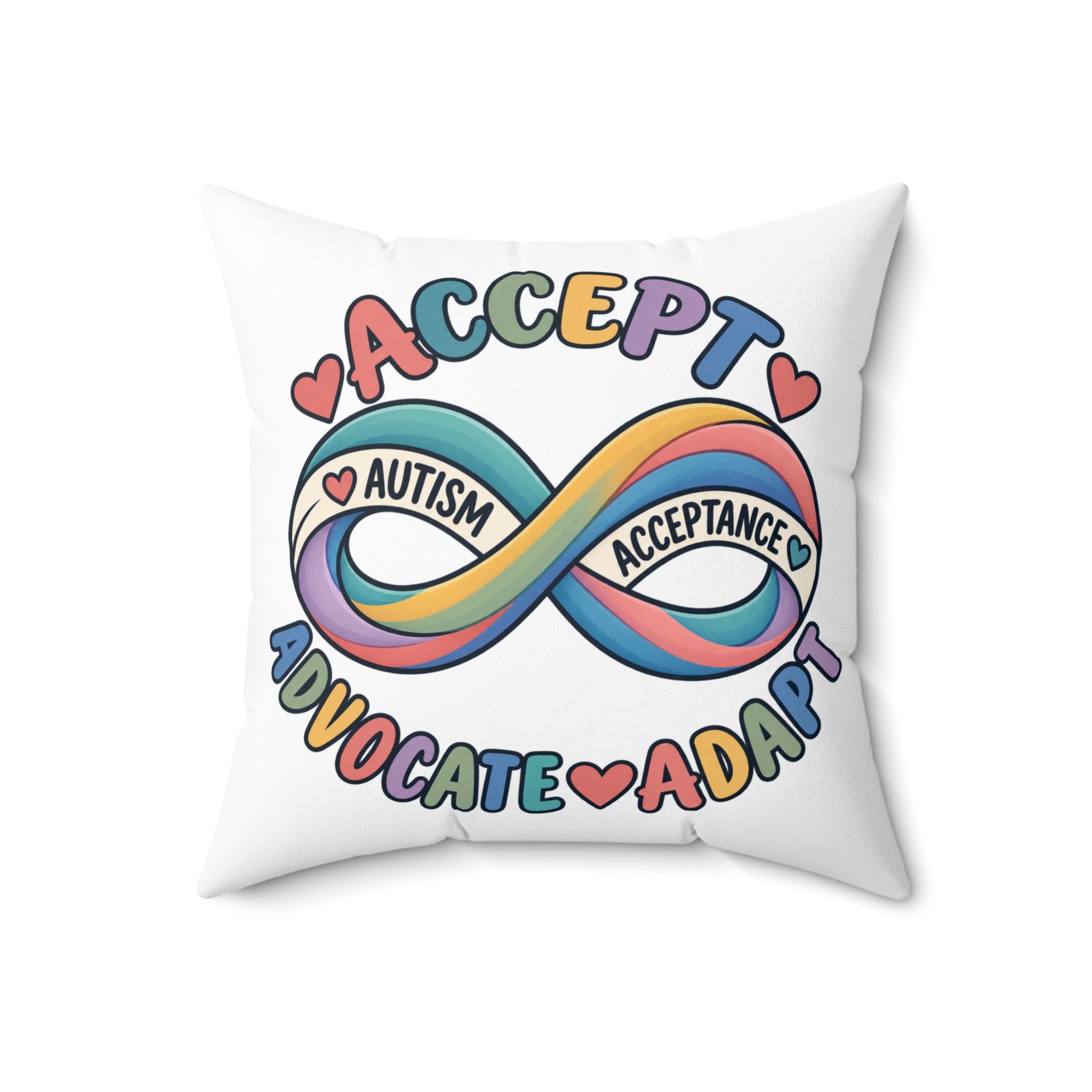 Autism Acceptance Infinity Pillow, Accept Advocate Adapt Throw Pillow Cover, Autism Awareness Home Decor, Neurodiversity Gift Pillow