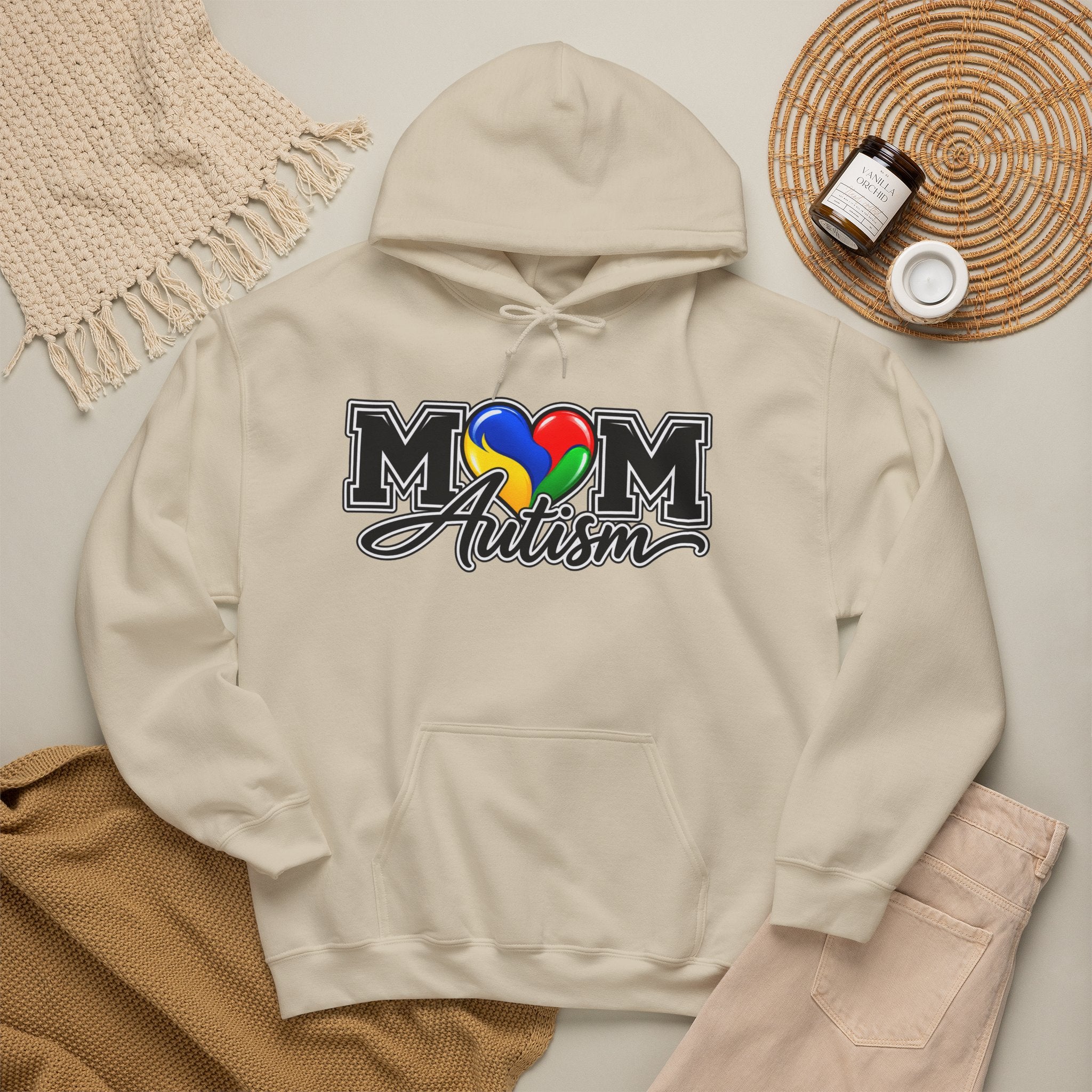Mom Autism Heart Puzzle Hoodie, Autism Awareness Sweatshirt, Autism Mom Gift Crewneck, Autism Acceptance Family Apparel