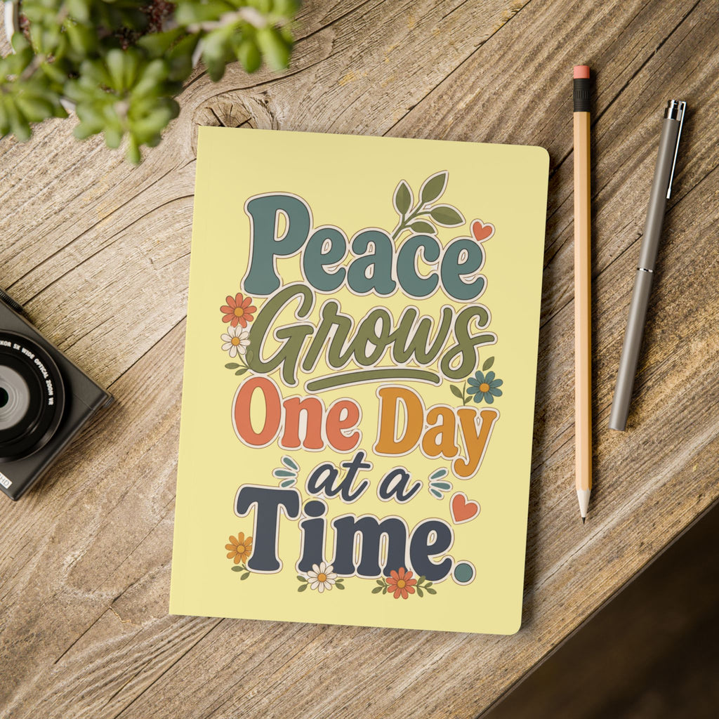 Peace Grows One Day at a Time Journal | Softcover Notebook, Floral Typography