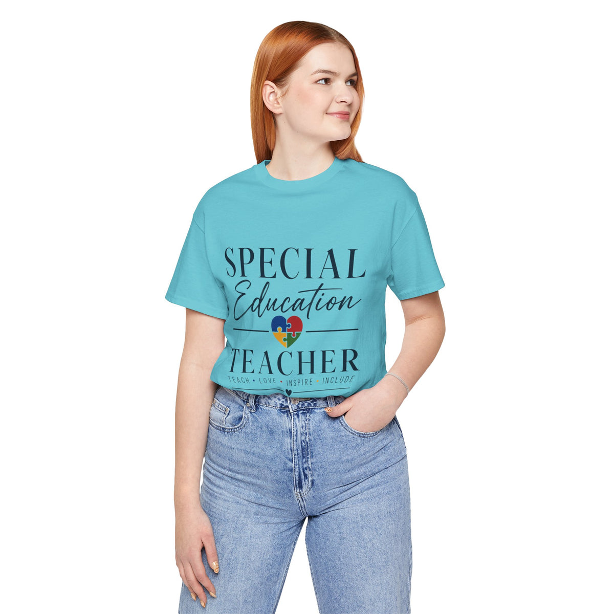 Special Education Teacher Shirt | Teach Love Inspire T-Shirt | Puzzle Heart Graphic Tee | Autism Acceptance Gift | Inclusive Teacher