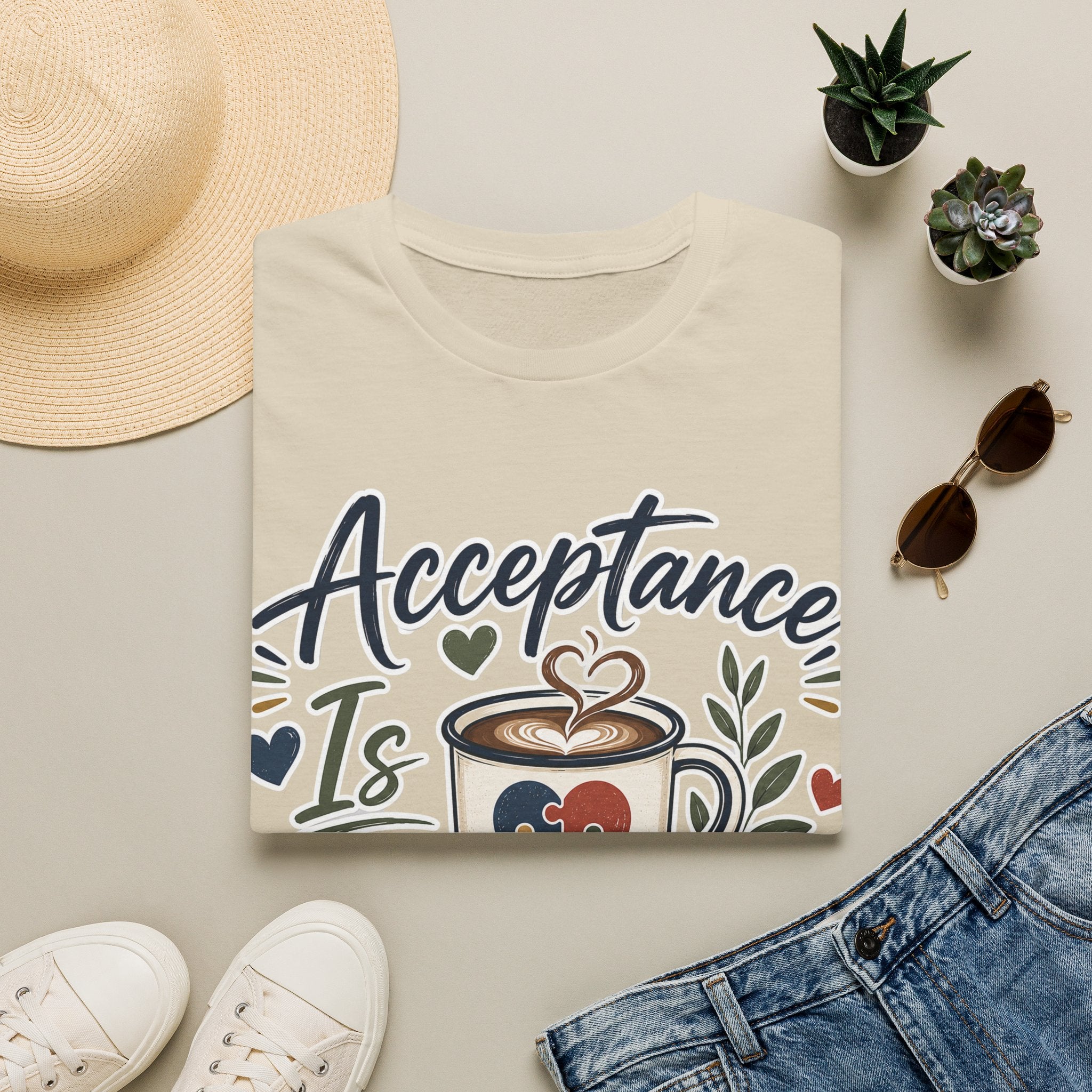 Acceptance Is Always Brewing Shirt | Coffee Lover T-Shirt | Autism Acceptance Tee | Inclusive Graphic Shirt | Barista Gift