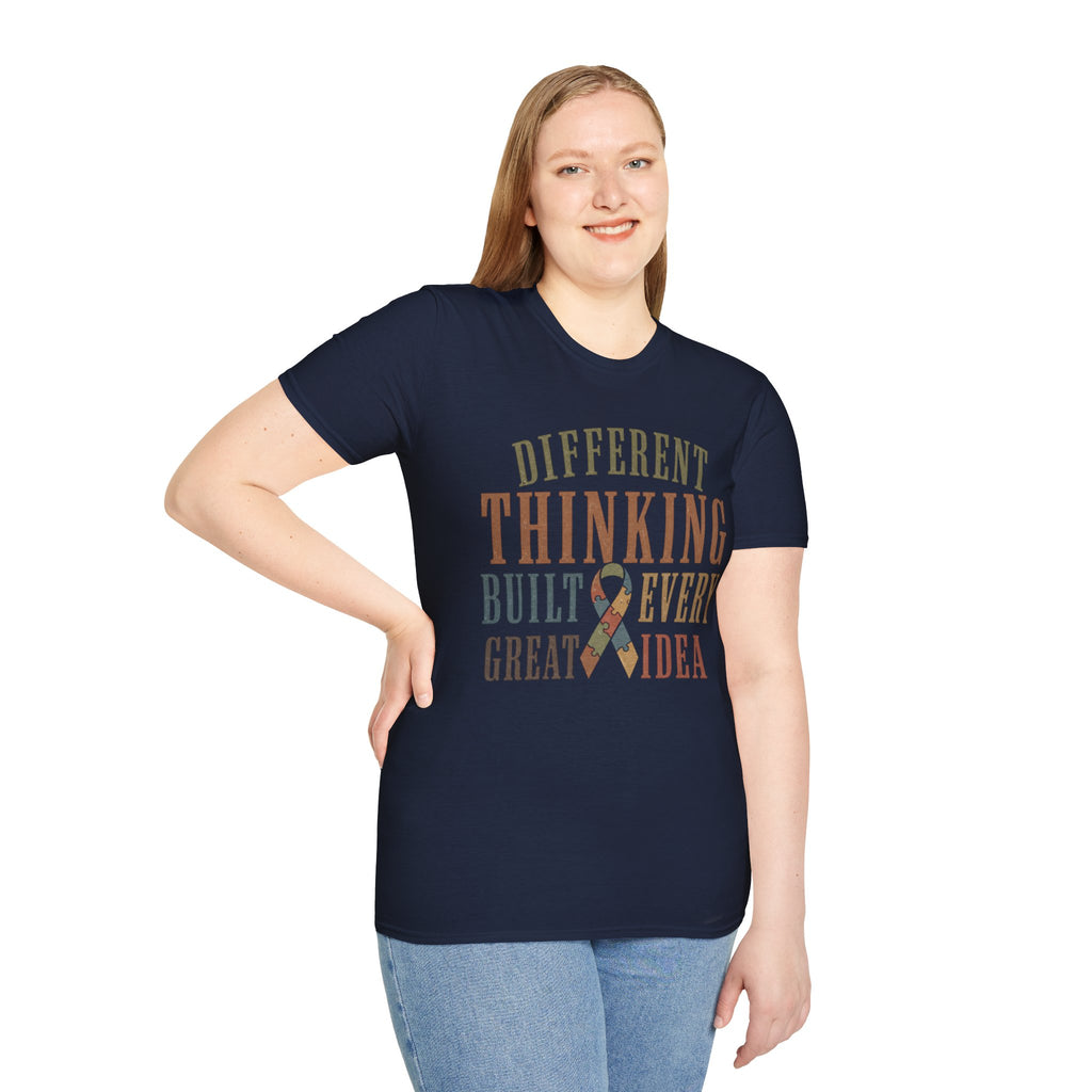 Different Thinking Built Every Great Idea T-Shirt | Autism Awareness Ribbon