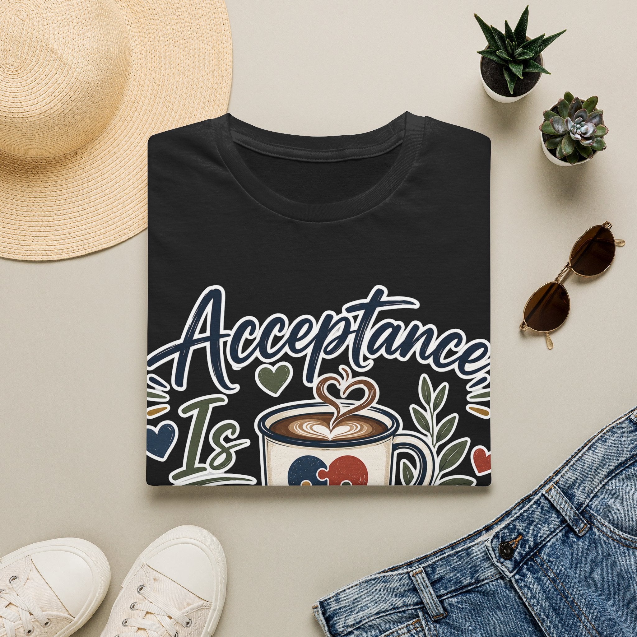 Acceptance Is Always Brewing Shirt | Coffee Lover T-Shirt | Autism Acceptance Tee | Inclusive Graphic Shirt | Barista Gift