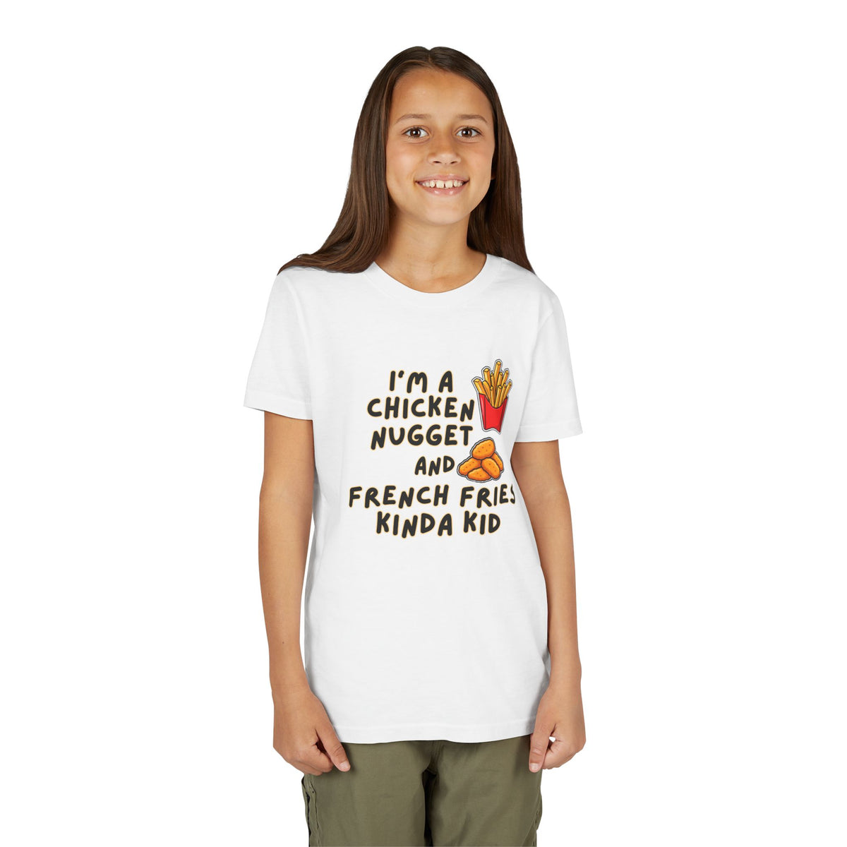 I'm A Chicken Nugget And French Fries Kinda Kid Youth Tee, Autism Picky Eater Shirt, Kids Food Humor Tee, Autism Sensory Eating Gift
