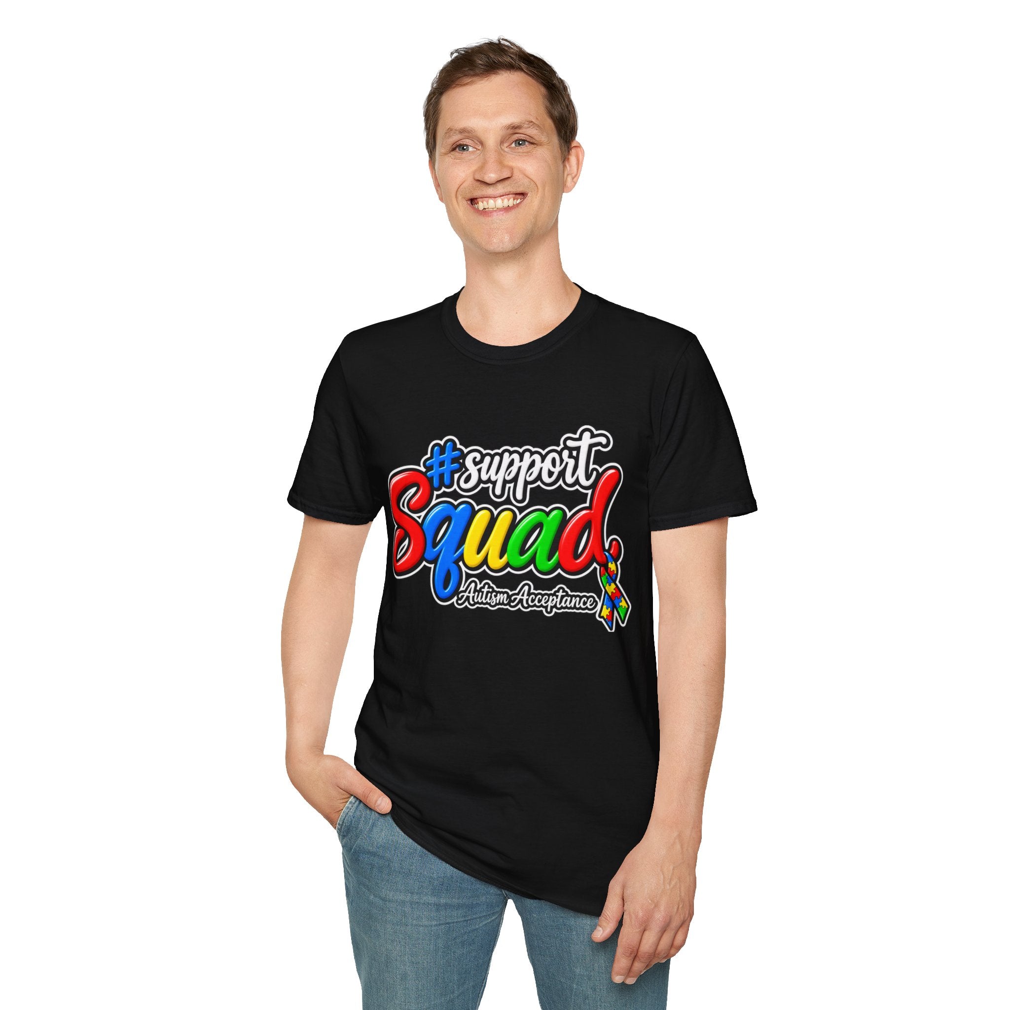 Support Squad Autism Acceptance Shirt, Unisex Softstyle T-Shirt, Autism Awareness Family Tee, Autism Advocate Team Gift