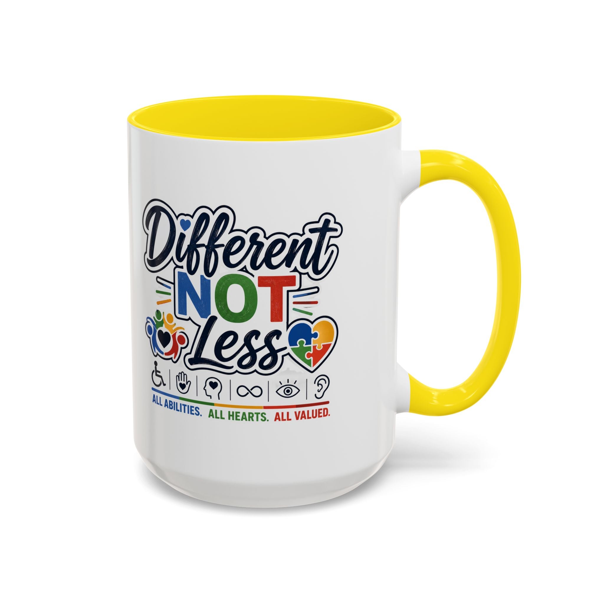 Different Not Less Accent Coffee Mug – Disability Pride Inspirational 11/15oz