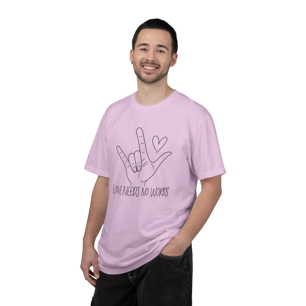 Love Needs No Words Shirt, ASL I Love You Hand Sign Tee, Autism Acceptance T-Shirt, Nonverbal Communication Gift, Sign Language Shirt