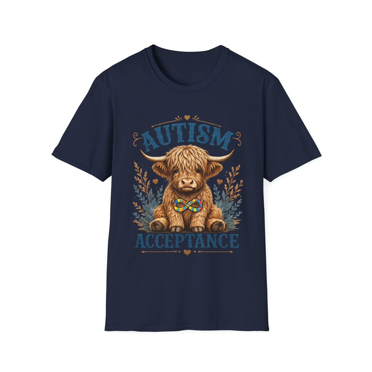 Autism Acceptance Highland Cow T-Shirt | Awareness, Support