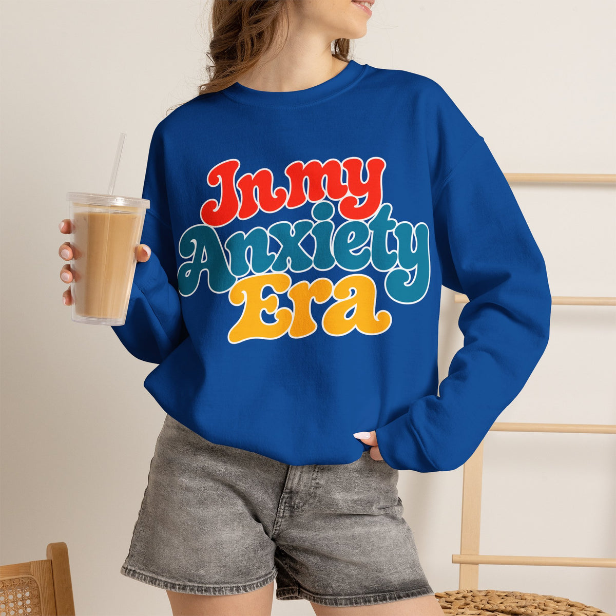 In My Anxiety Era sweatshirt | Crewneck Sweatshirt, Retro Script Mental Health Tee