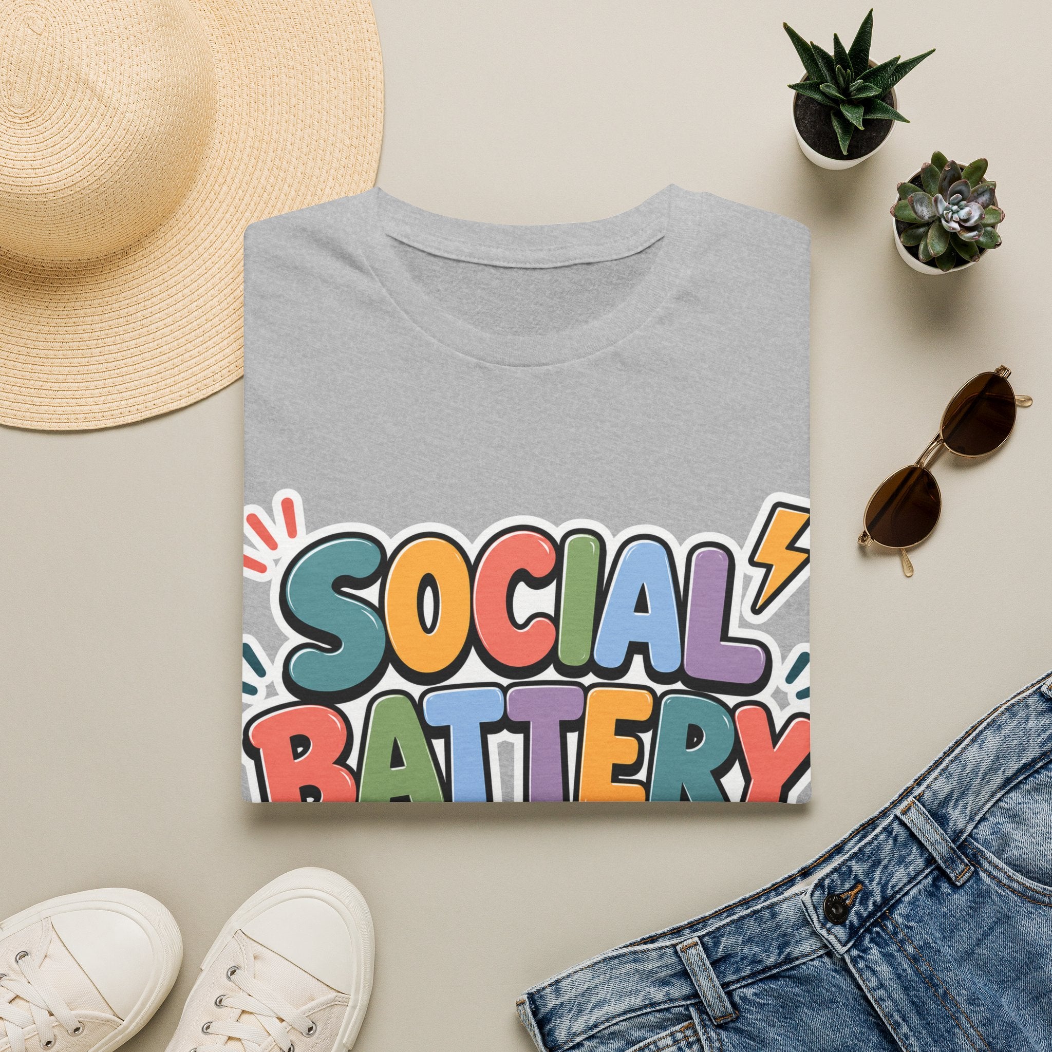 Social Battery Drained T-Shirt — Funny Introvert Graphic Tee