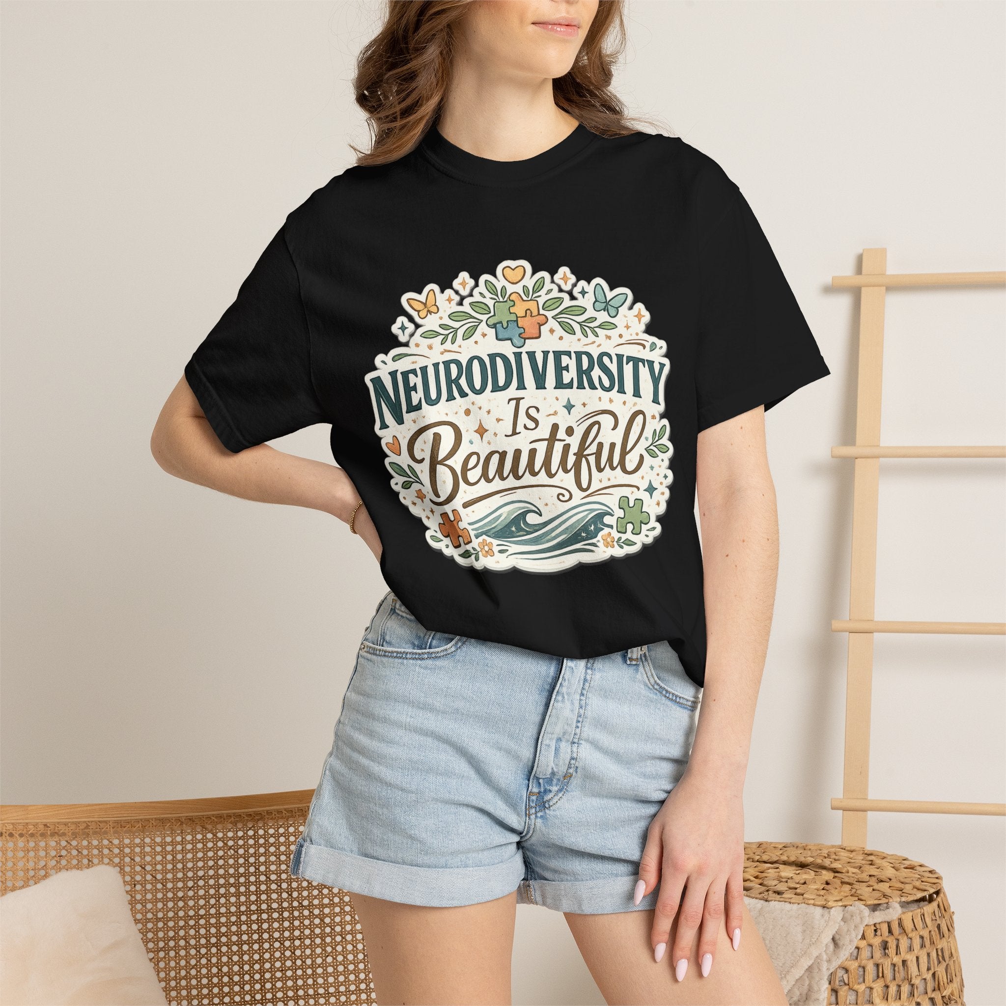 Neurodiversity Is Beautiful T-shirt | Floral Wave Awareness Tee