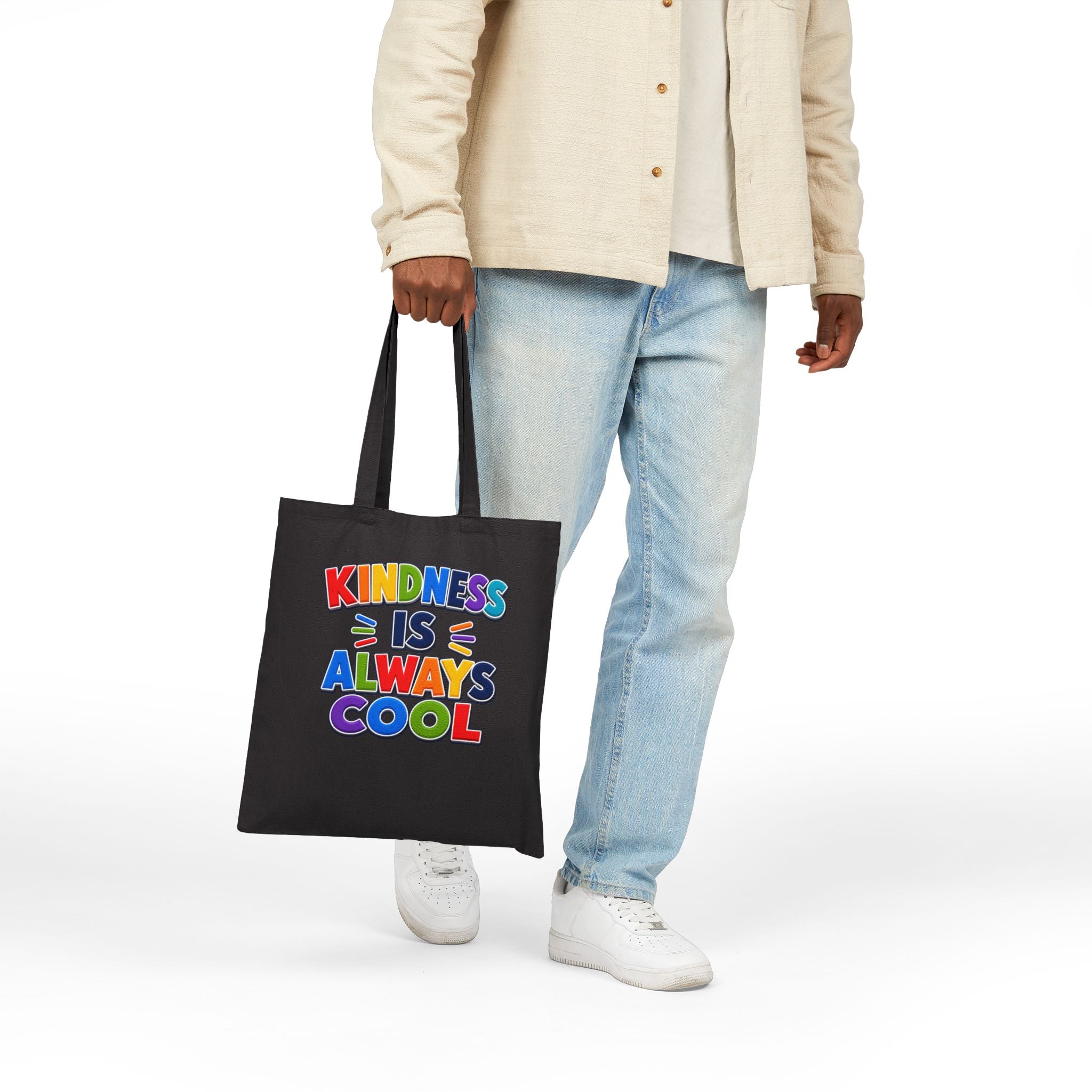 Kindness Is Always Cool Tote Bag | Rainbow Positive Message