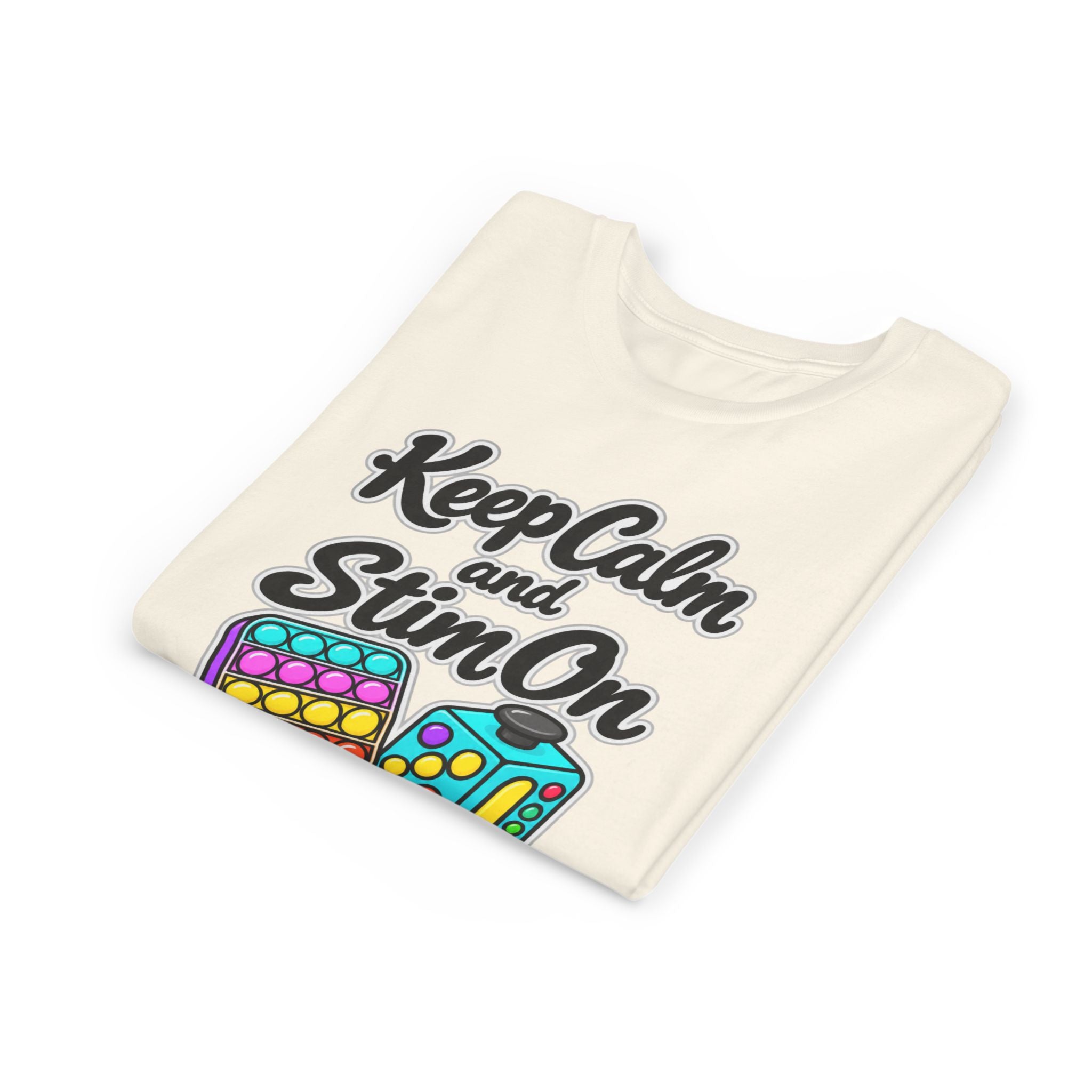 Keep Calm and Stim On Youth Shirt Autism Sensory T Shirt Neurodivergent Kids Tee Fidget Toy Gift Special Needs Awareness