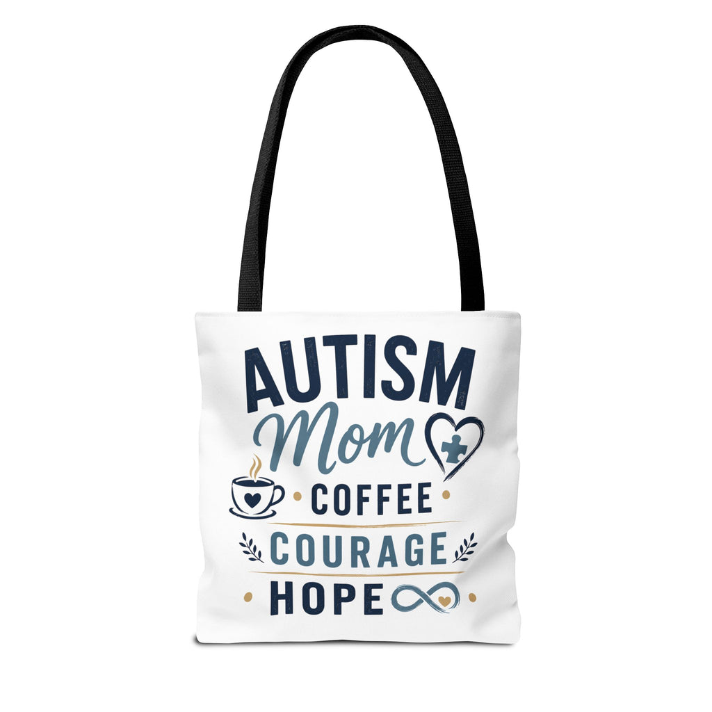 Autism Mom Coffee Courage Hope Tote Bag | Autism Acceptance Gift for Mom | Neurodiversity Canvas Tote | Special Needs Mom Bag