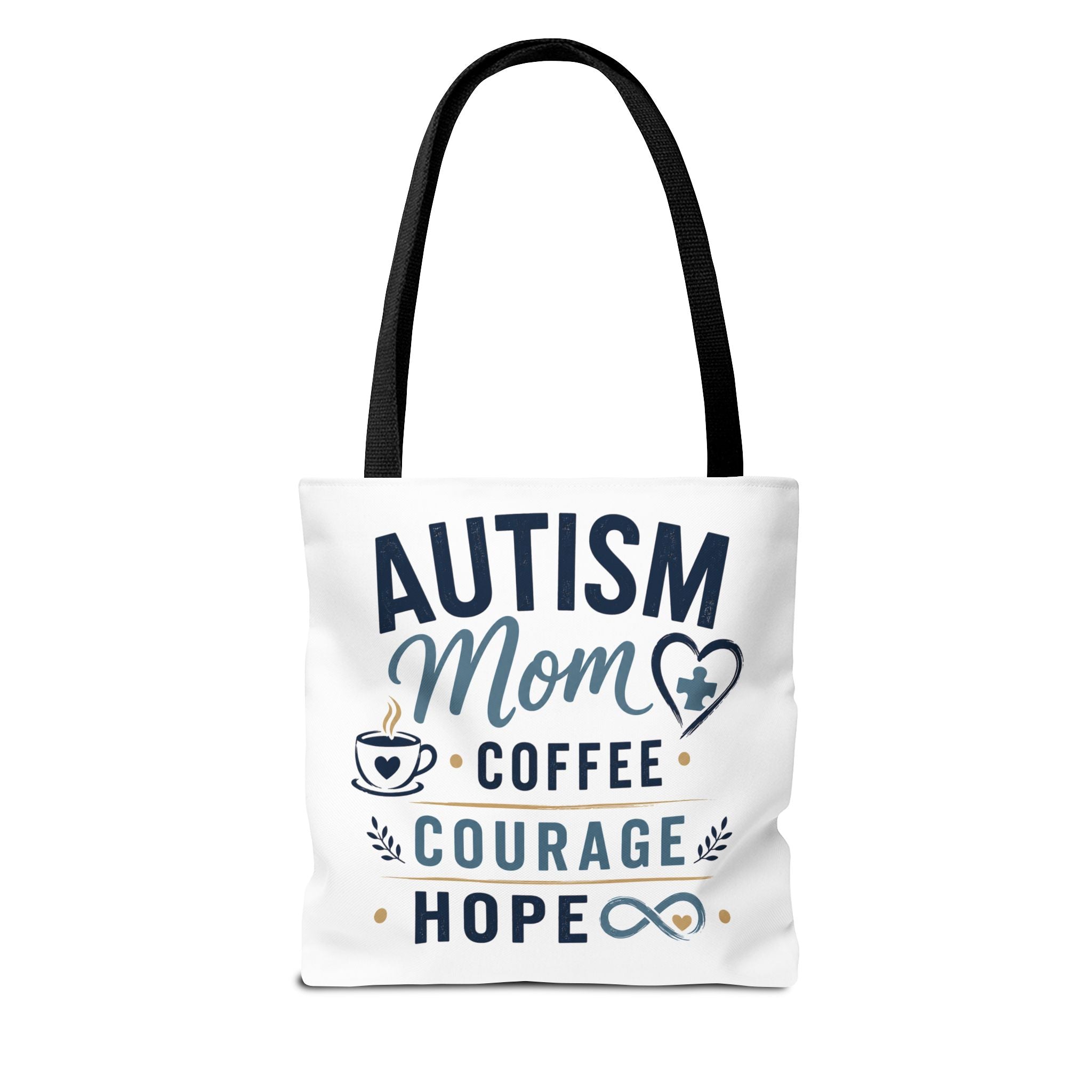 Autism Mom Coffee Courage Hope Tote Bag | Autism Acceptance Gift for Mom | Neurodiversity Canvas Tote | Special Needs Mom Bag